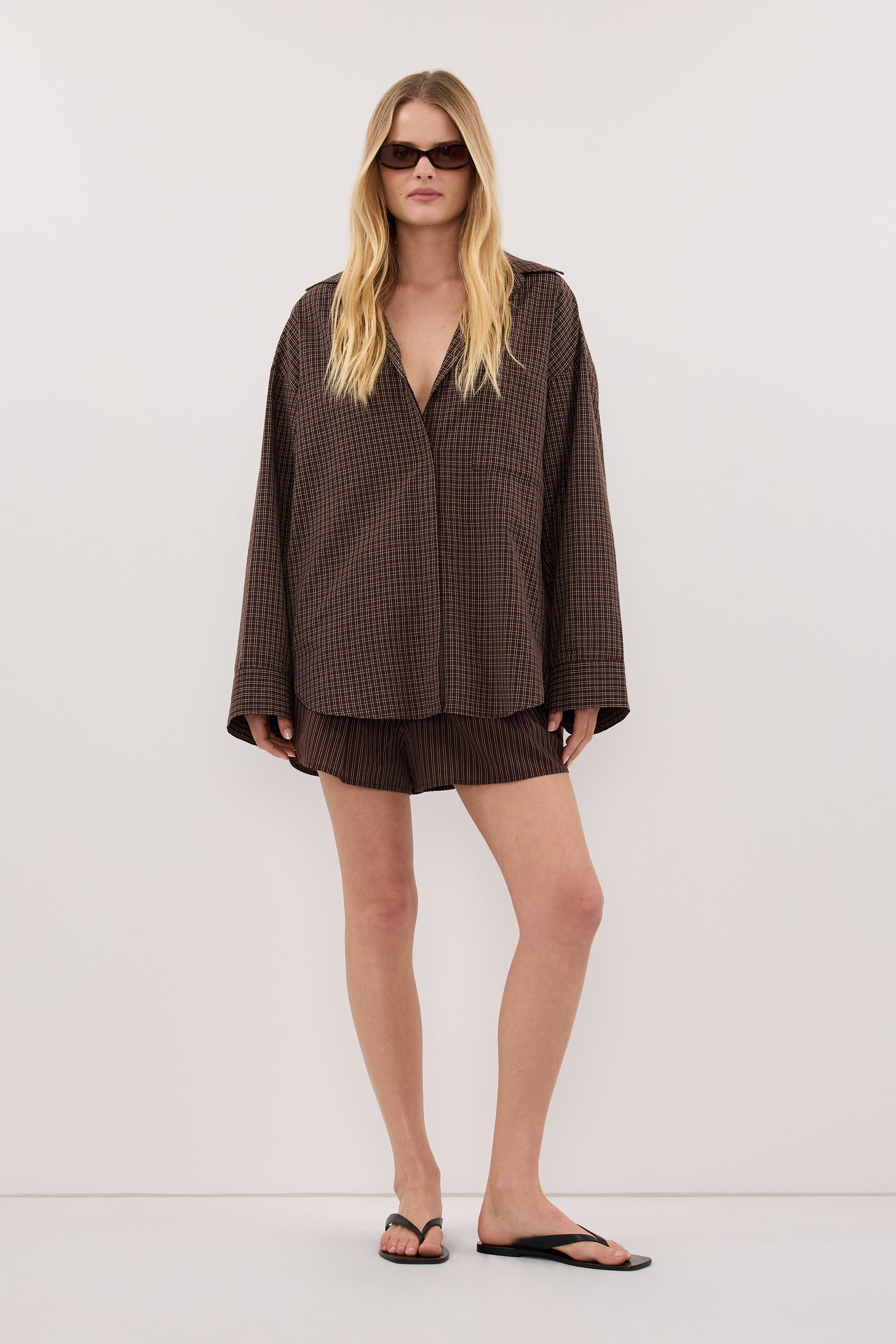 MARA CHOC CHECK COTTON SHIRT