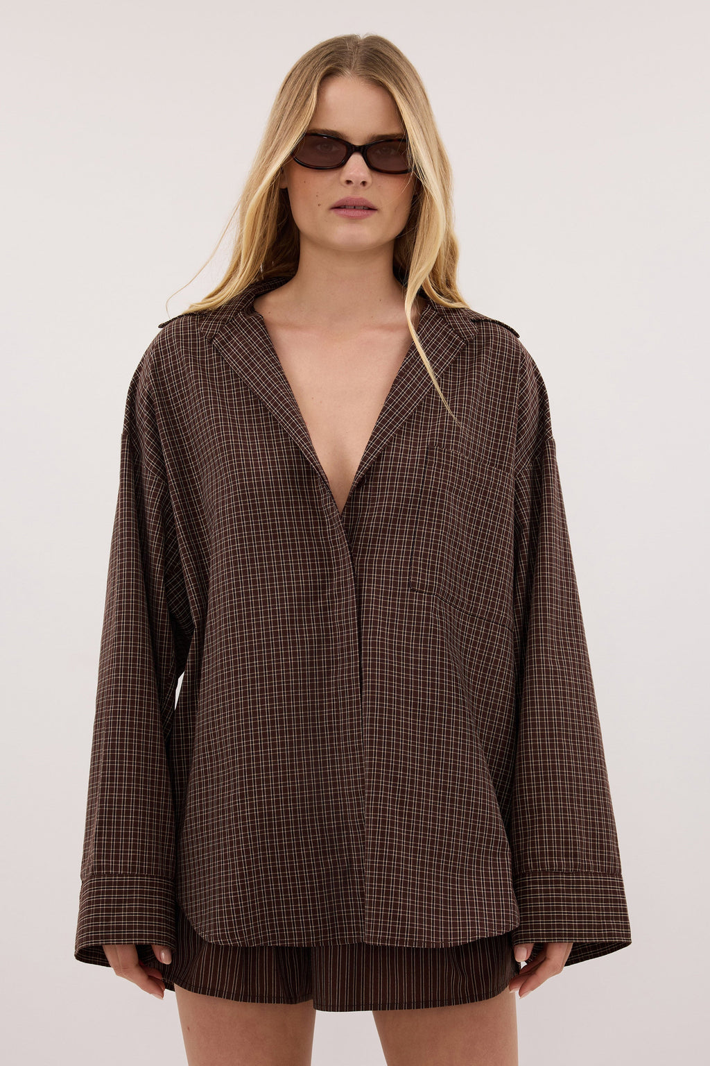 MARA CHOC CHECK COTTON SHIRT
