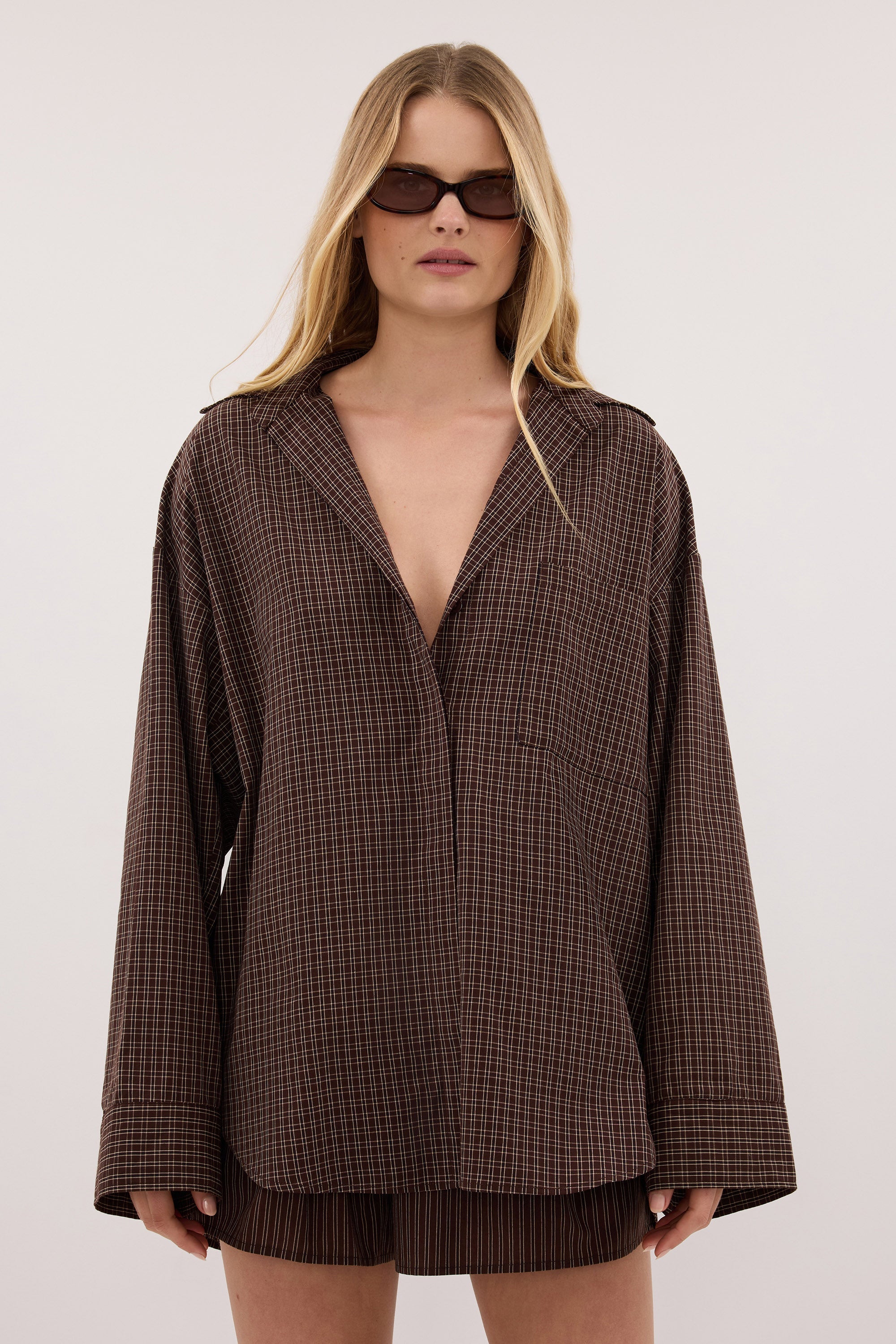 MARA CHOC CHECK COTTON SHIRT