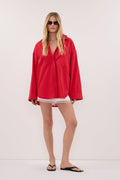 INA RED LIGHTWEIGHT COTTON SHIRT