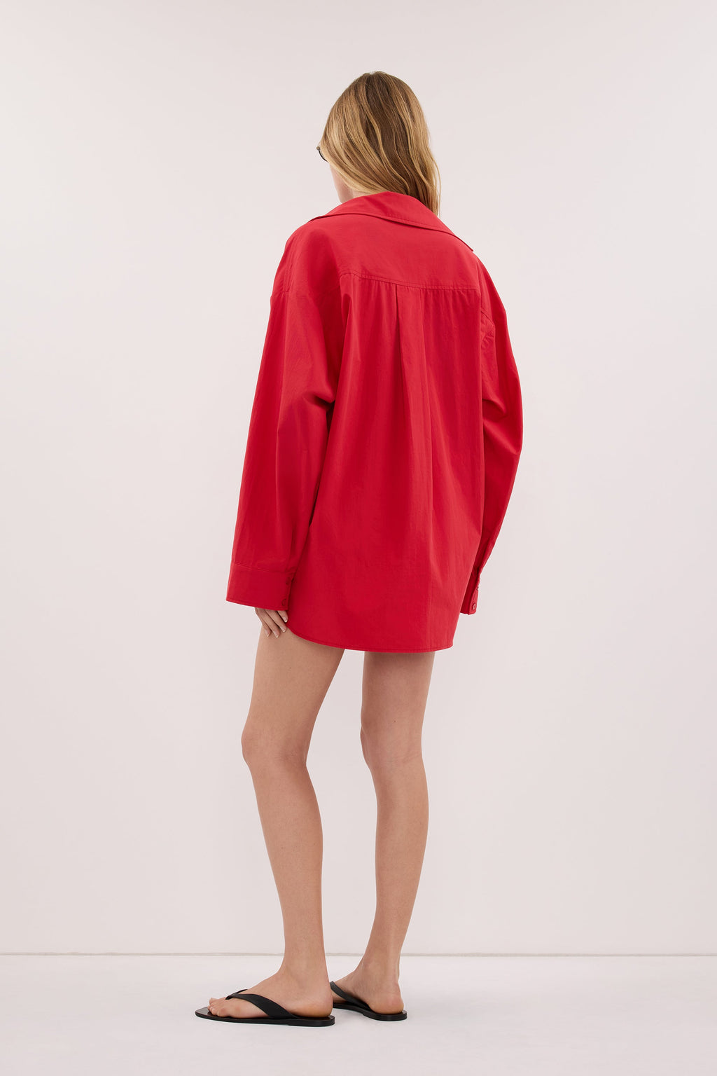 INA RED LIGHTWEIGHT COTTON SHIRT