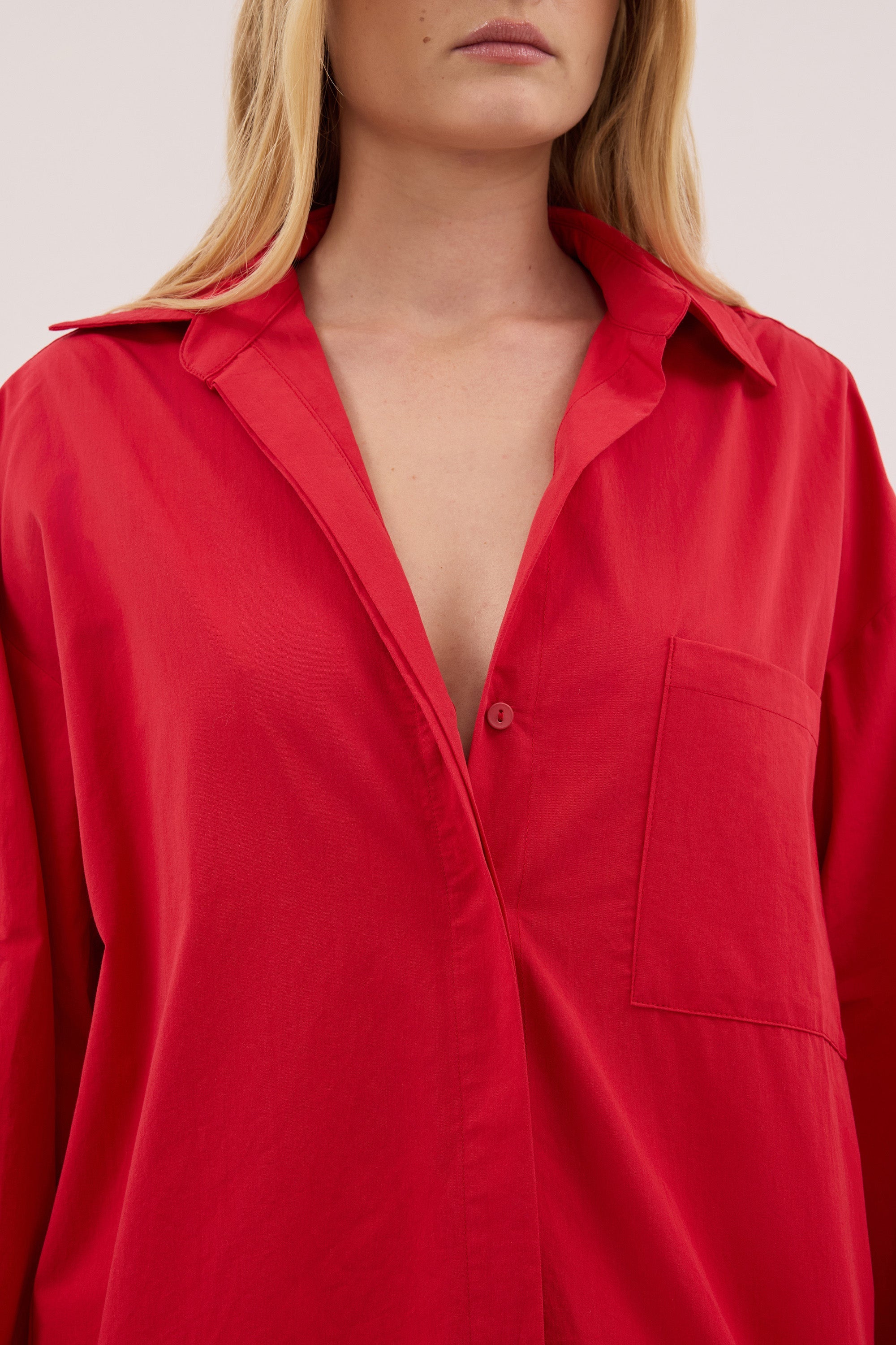 INA RED LIGHTWEIGHT COTTON SHIRT