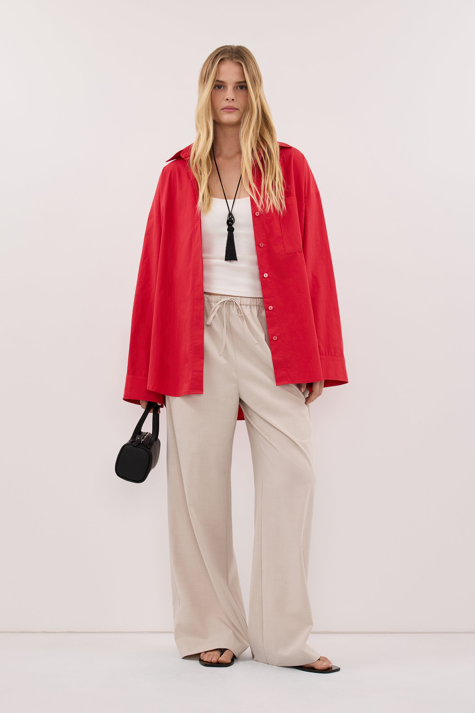 INA RED LIGHTWEIGHT COTTON SHIRT