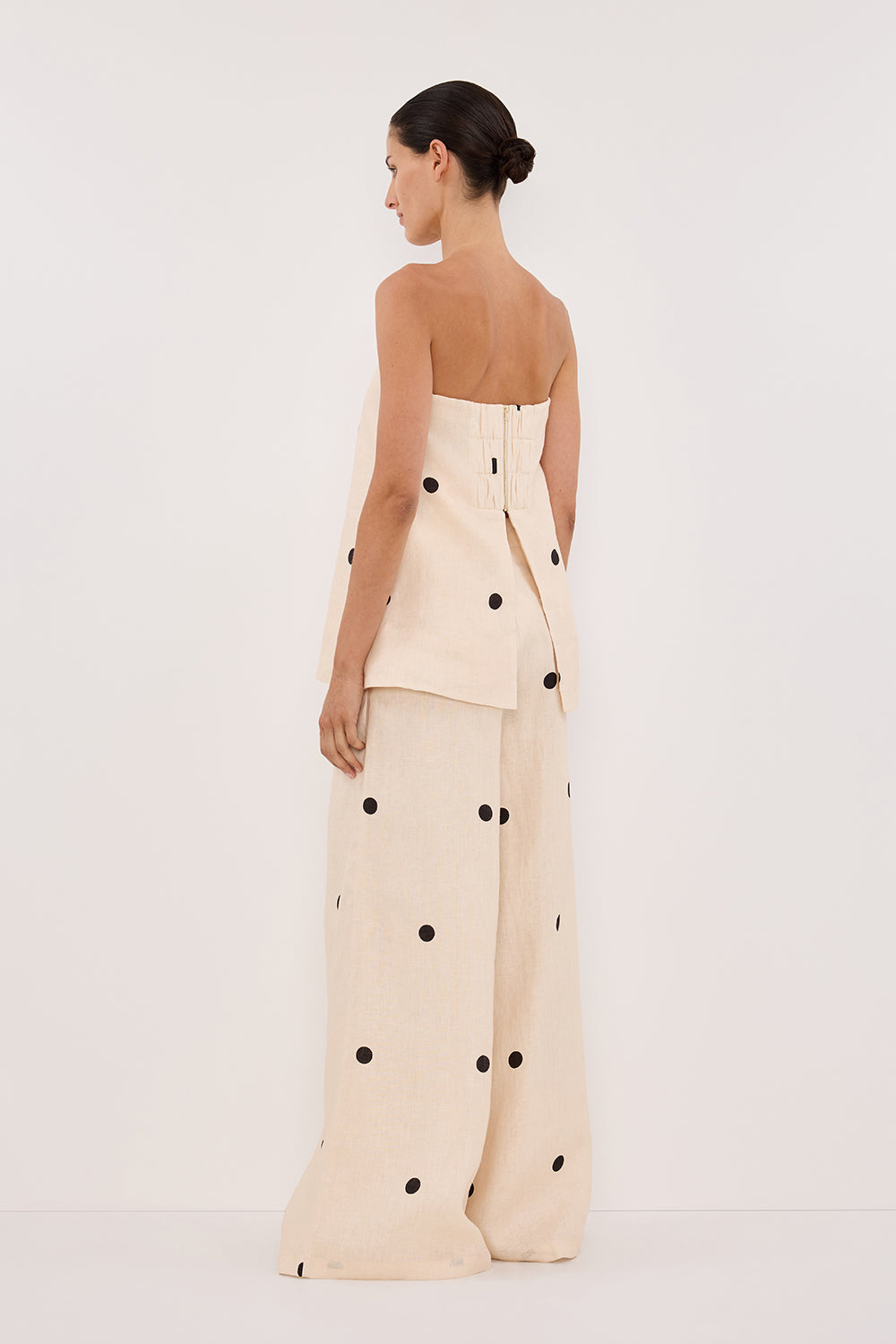 BEVERLY CREAM SPOT STRAPLESS TOP