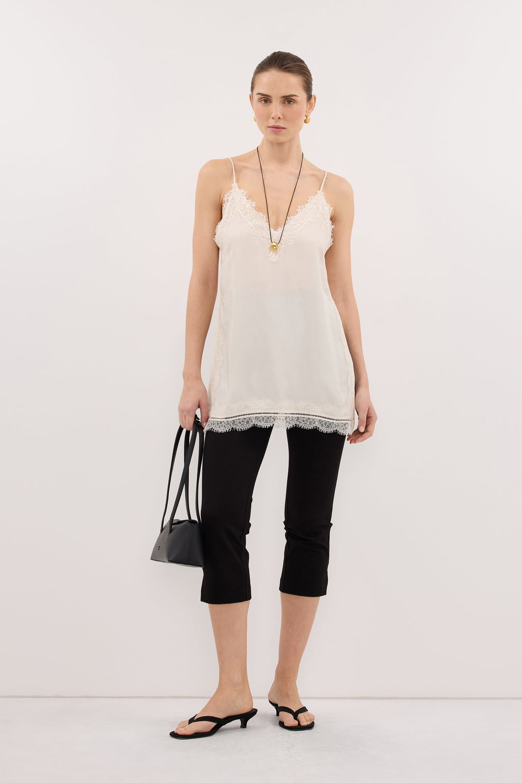 ANDREA SANDSTONE SLEEVELESS LACE CAMI TOP