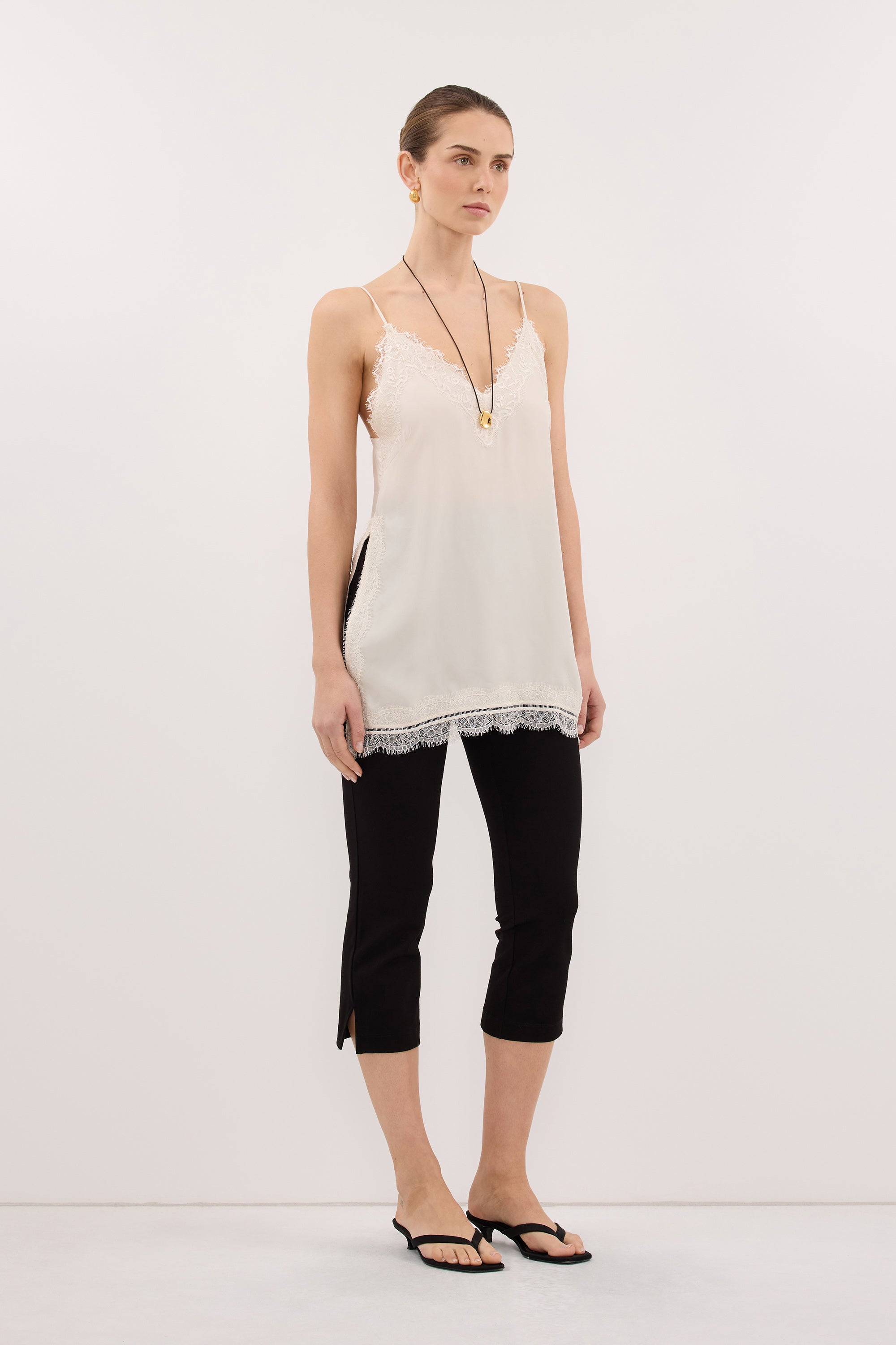 ANDREA SANDSTONE SLEEVELESS LACE CAMI TOP