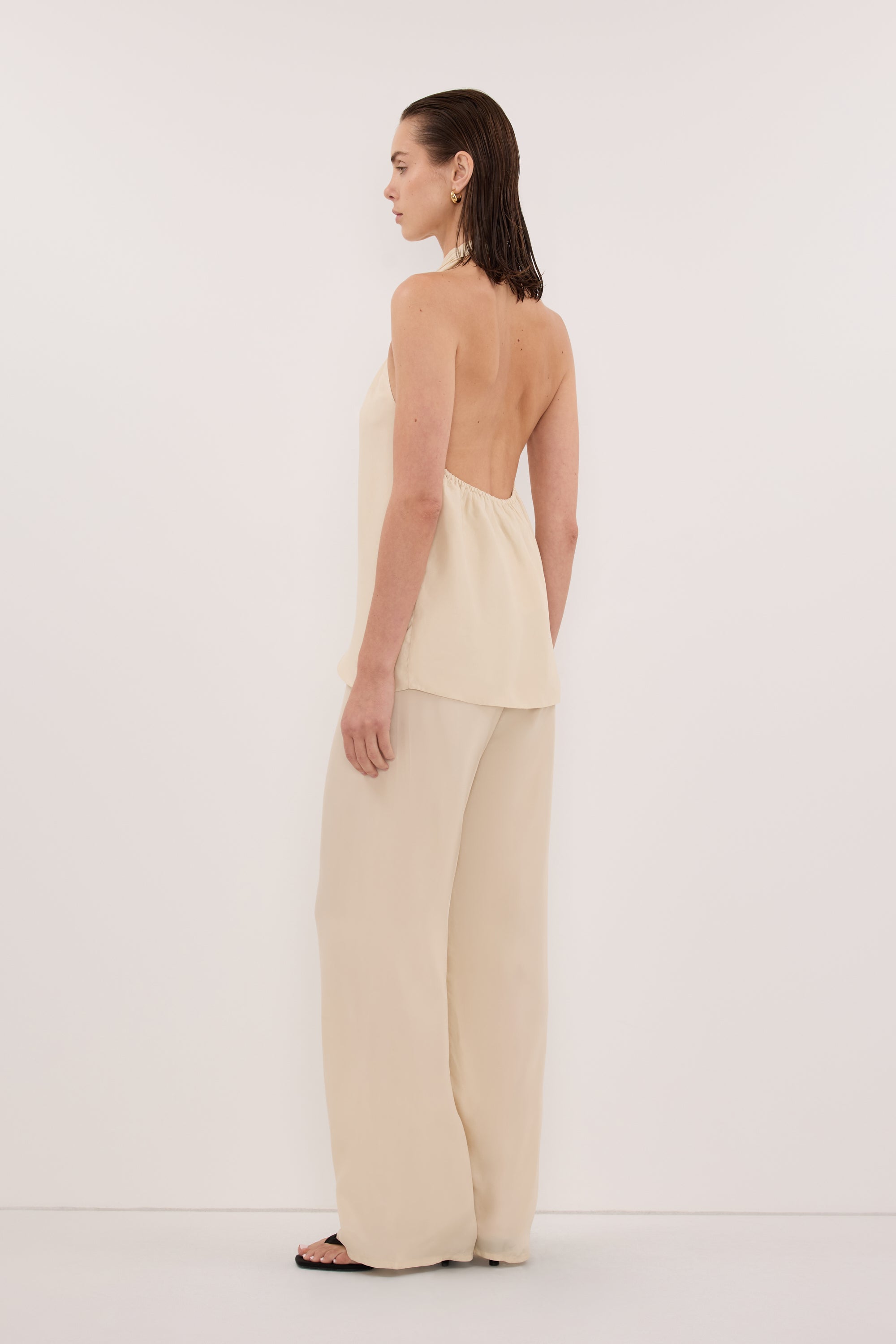 ADDIE STRAW CUPRO HALTER TOP
