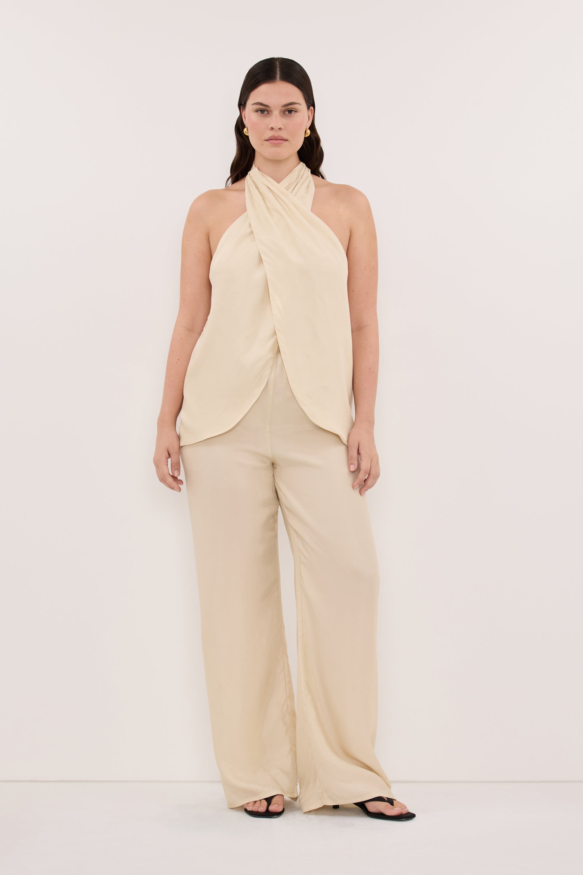 ADDIE STRAW CUPRO HALTER TOP
