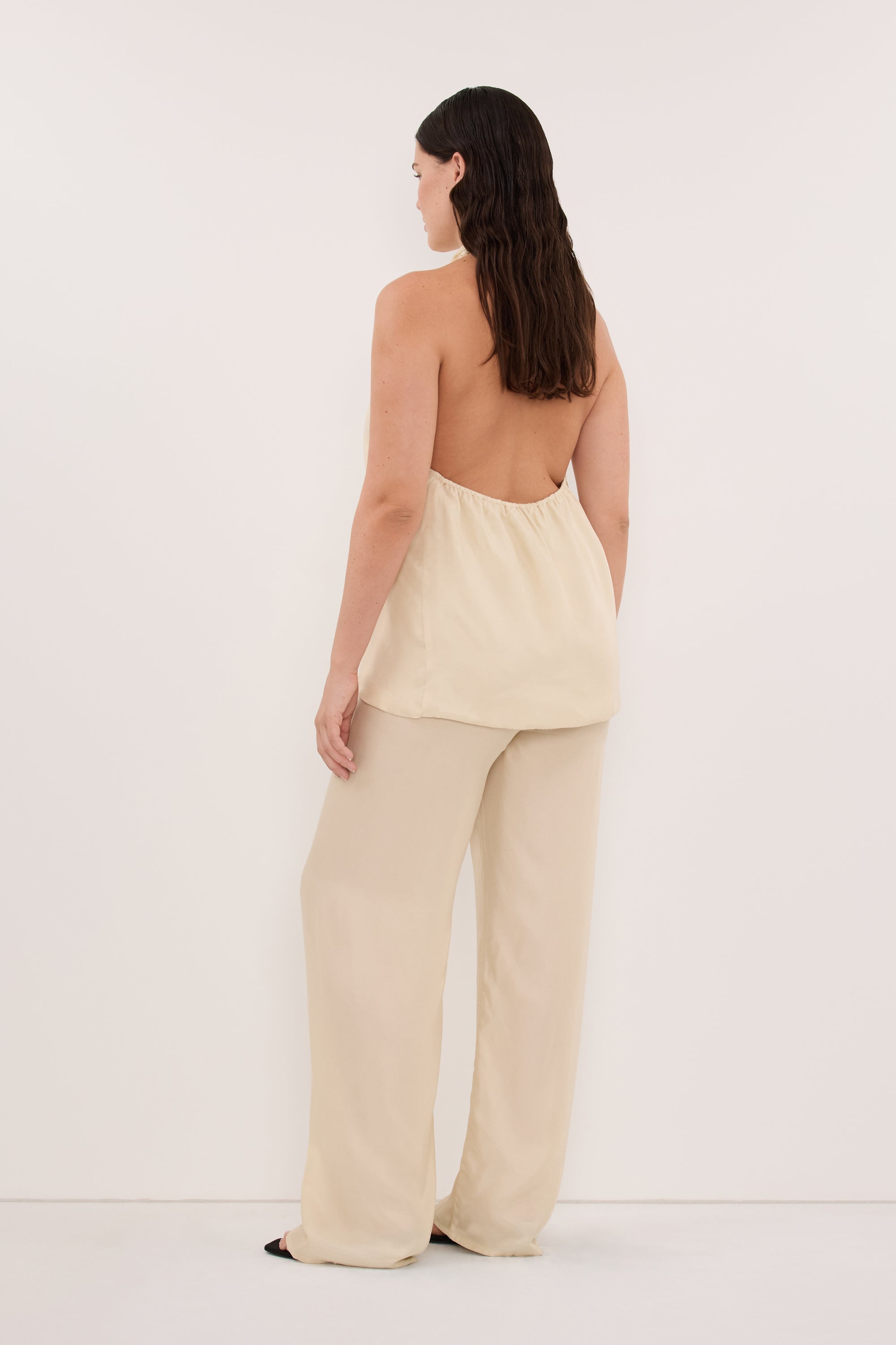 ADDIE STRAW CUPRO HALTER TOP
