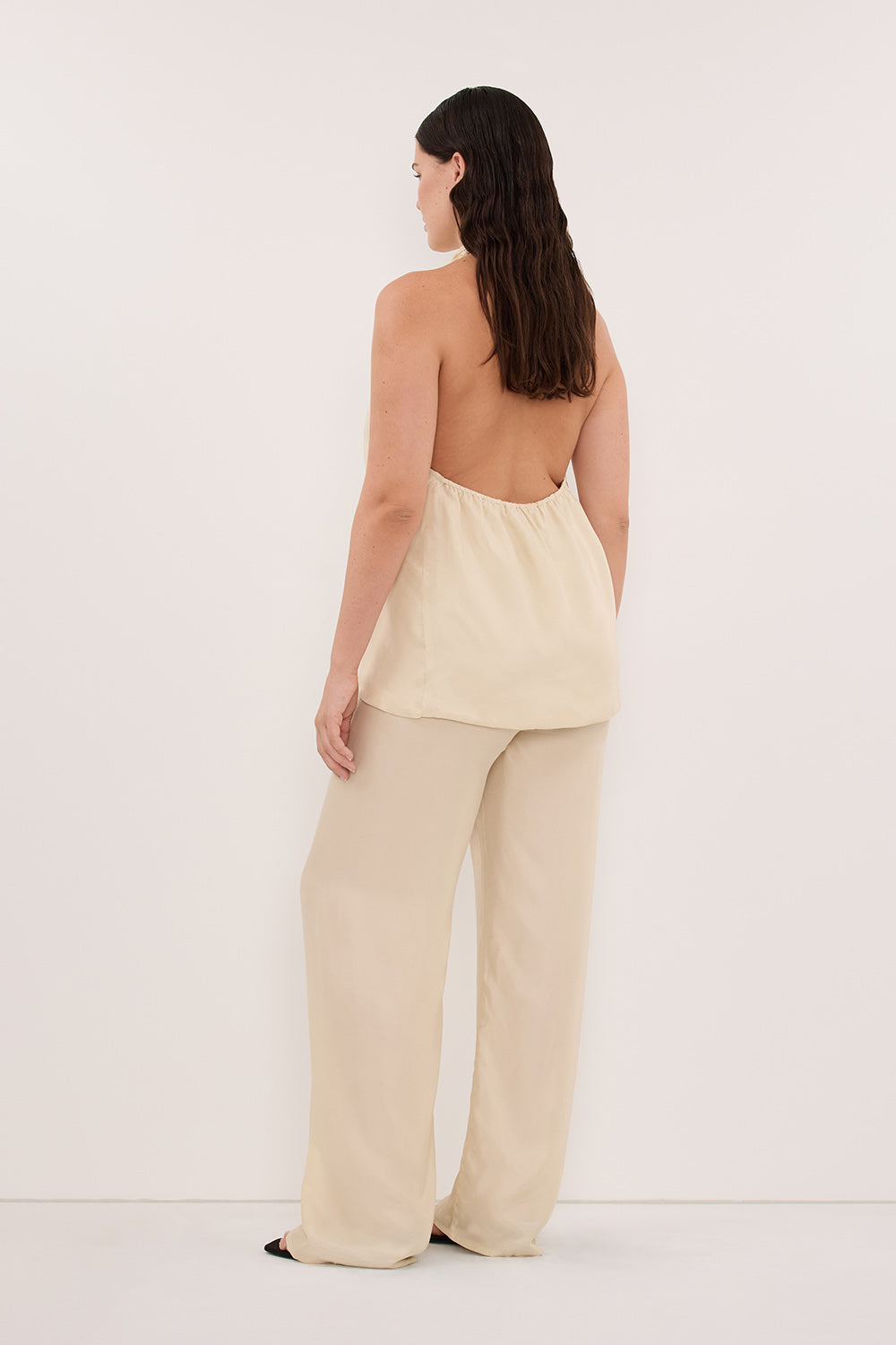 ADDIE STRAW CUPRO HALTER TOP