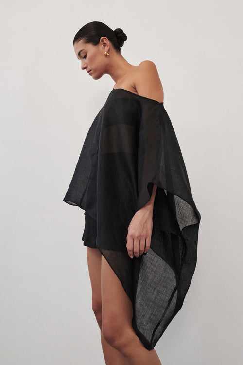 BRIANNE BLACK BATWING RAMIE TOP