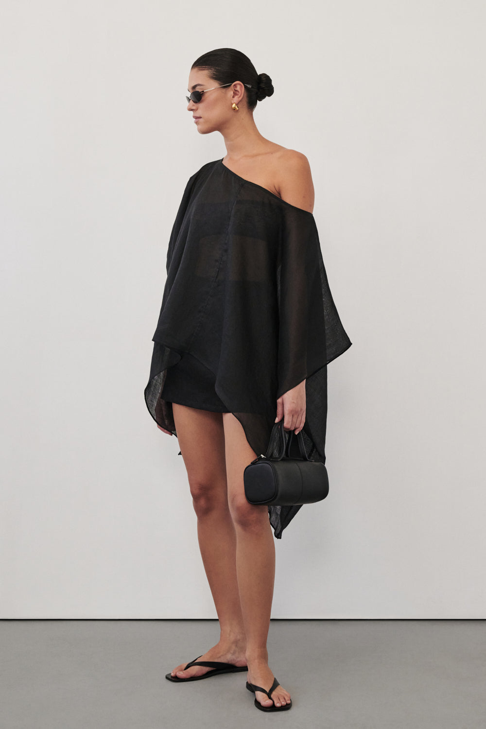 BRIANNE BLACK BATWING RAMIE TOP