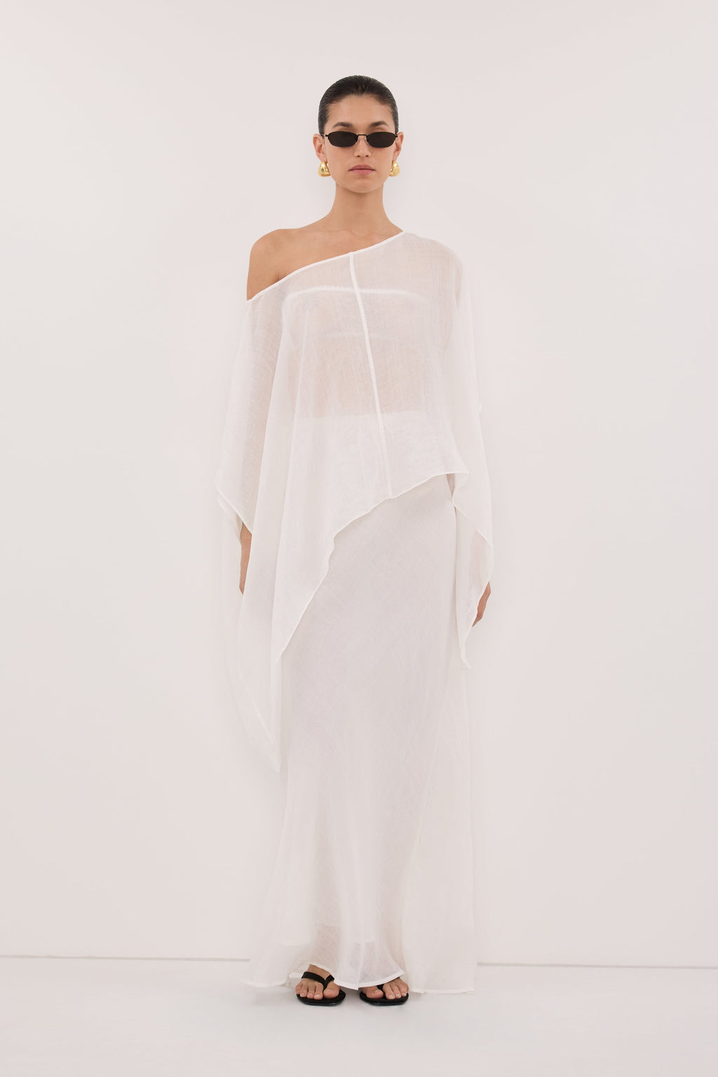 BRIANNE WHITE BATWING RAMIE TOP