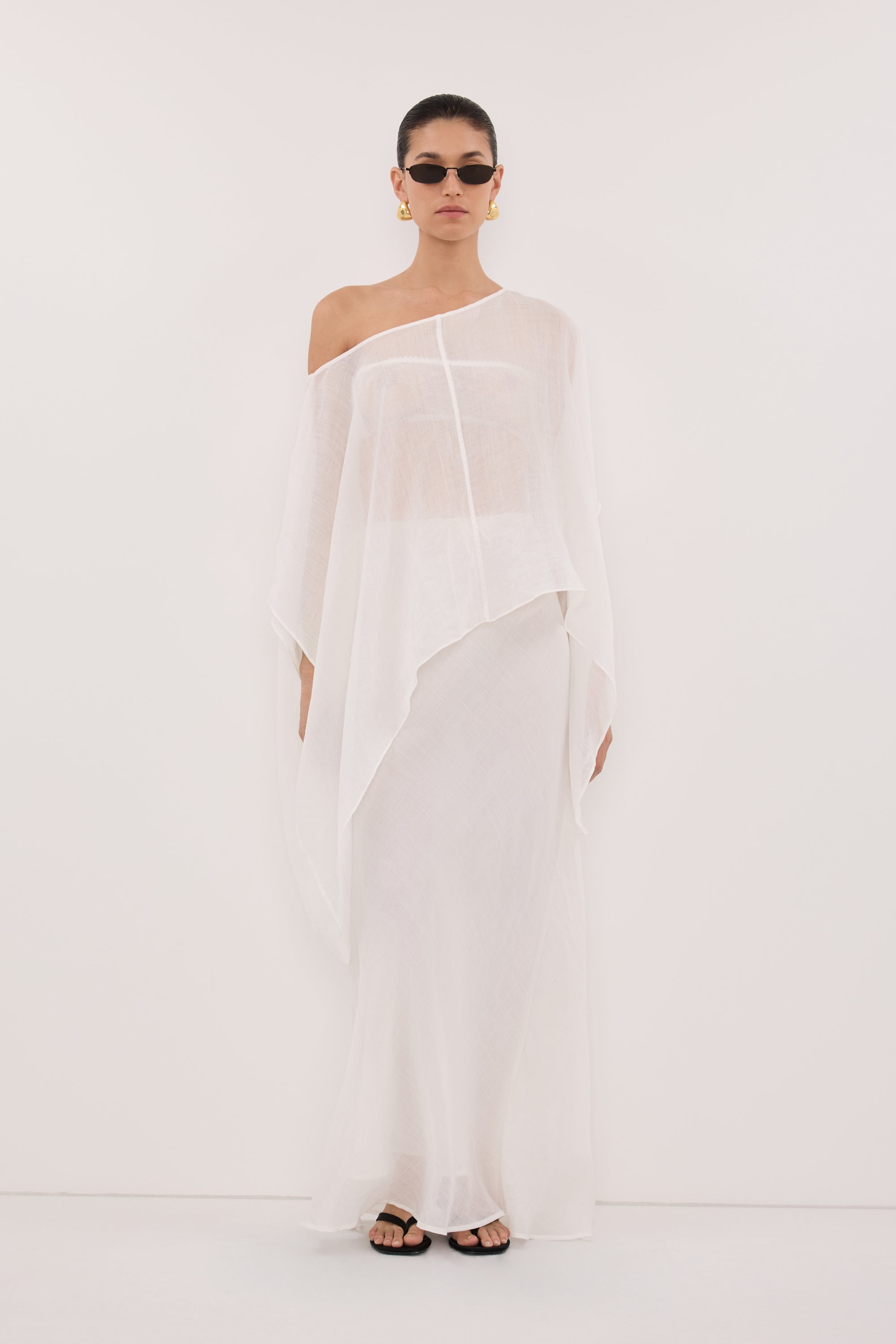 BRIANNE WHITE BATWING RAMIE TOP