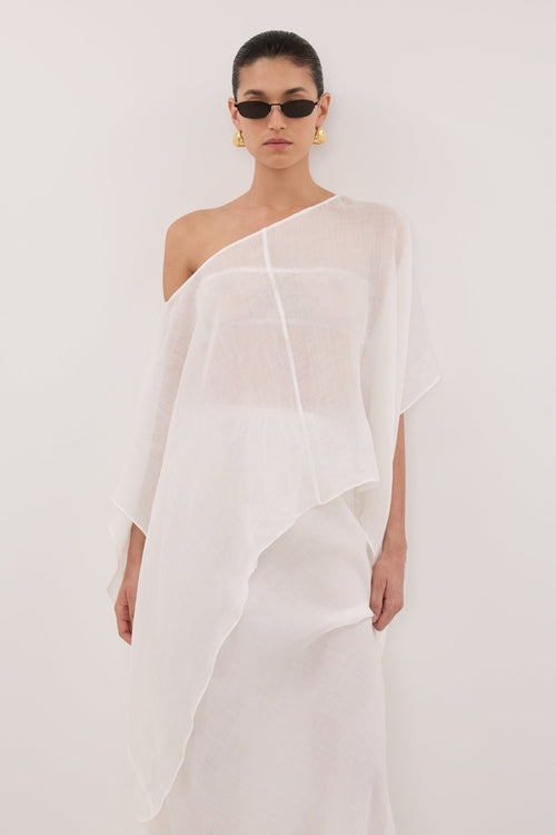 BRIANNE WHITE BATWING RAMIE TOP
