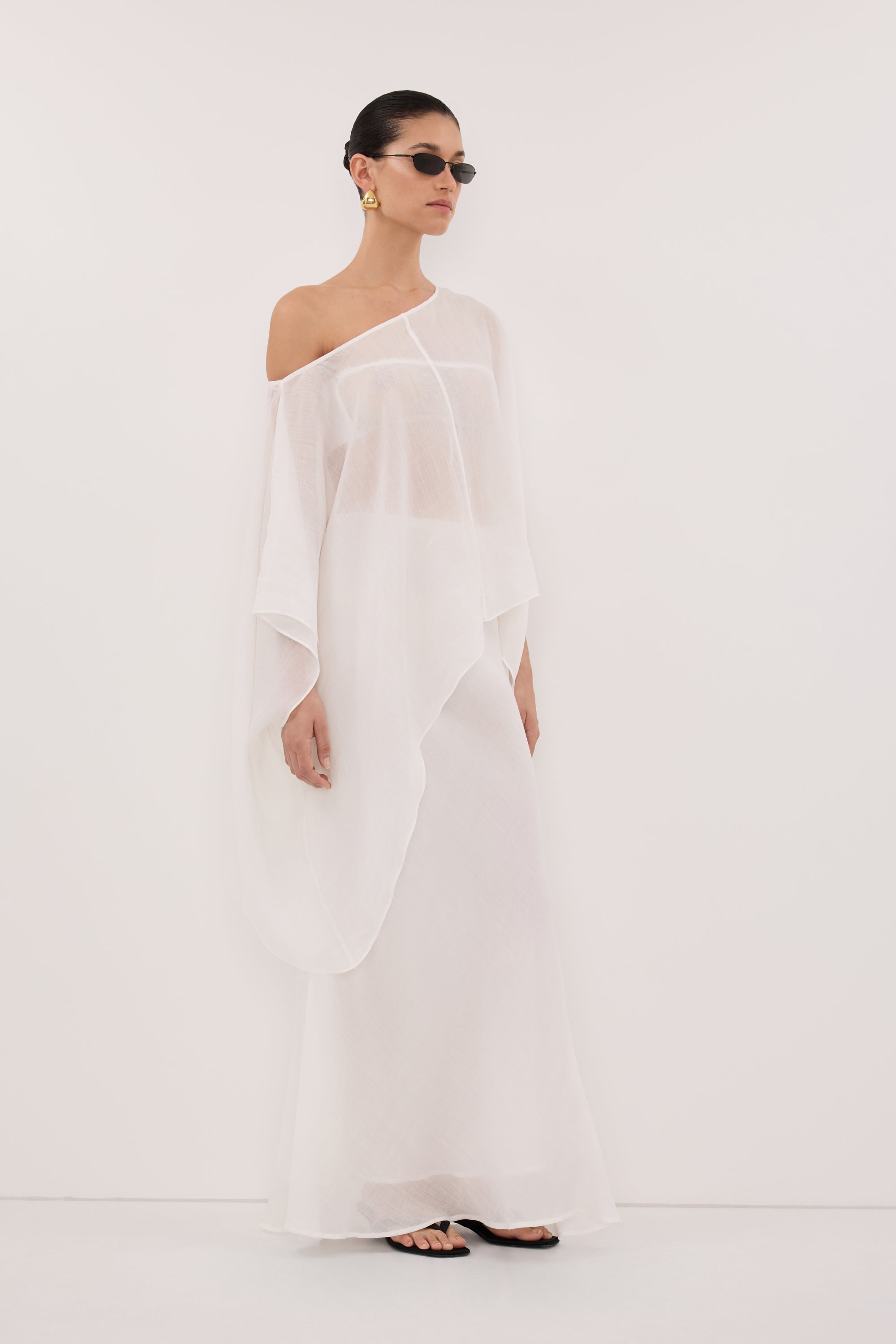 BRIANNE WHITE BATWING RAMIE TOP