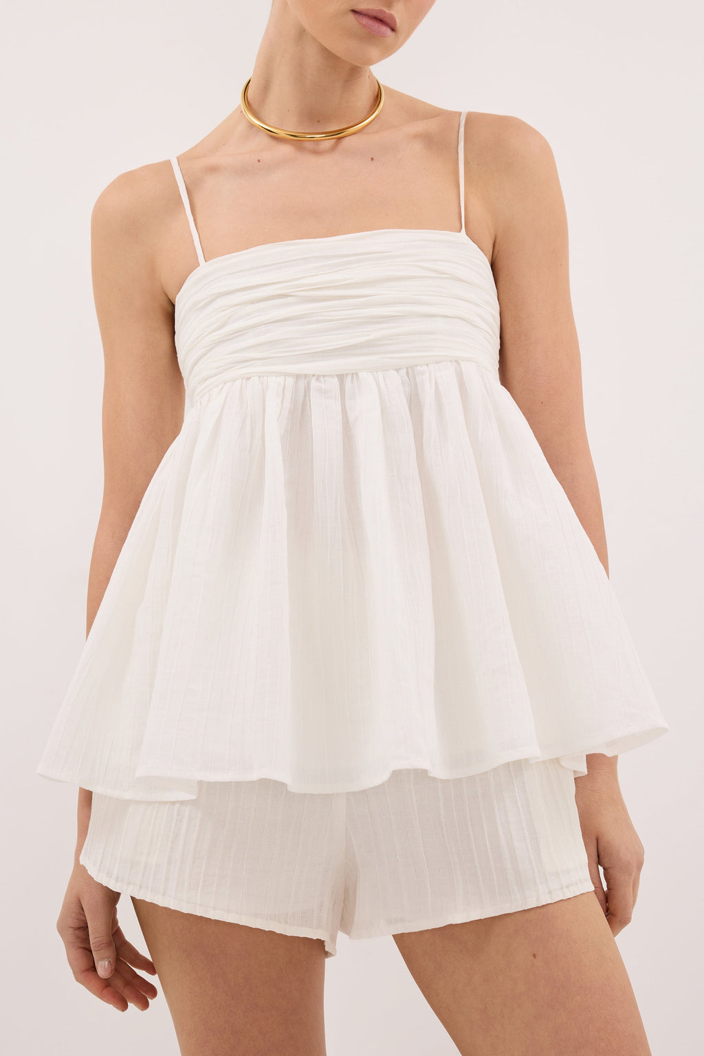 CASEY IVORY CRINKLE RAMIE TOP