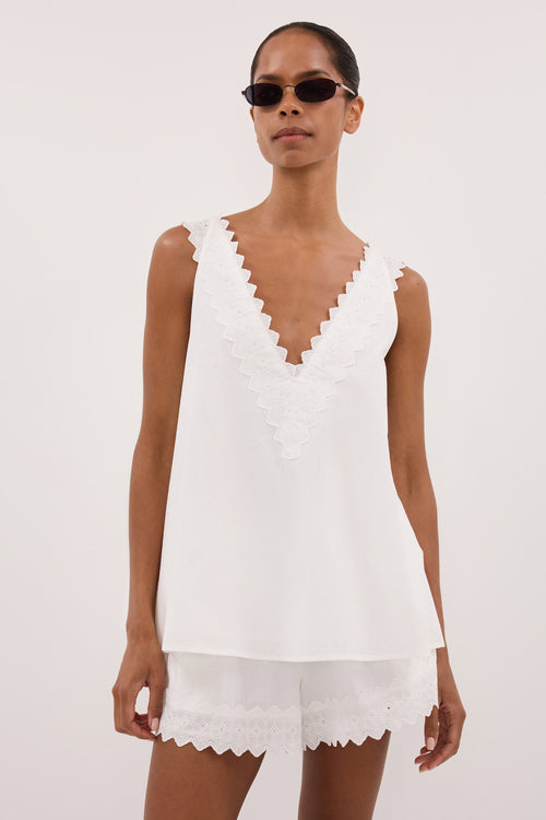ANNABEL WHITE V NECK TOP