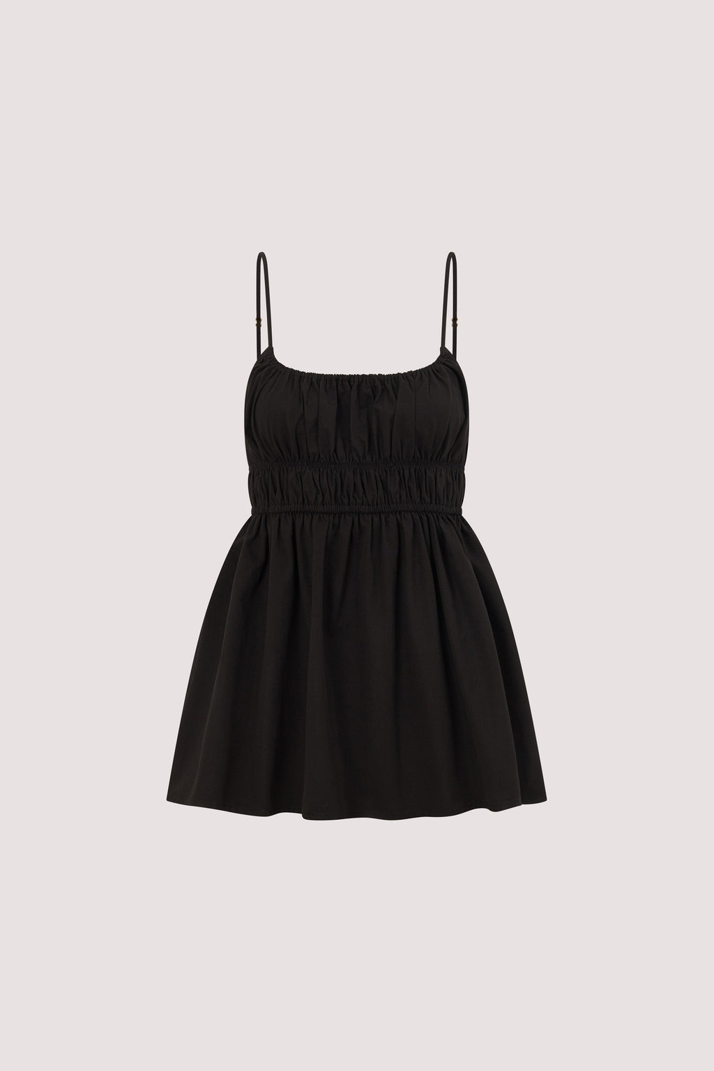 ZAHARA BLACK POPLIN RUCHED TOP