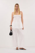 ZAHARA WHITE COTTON RUCHED TOP