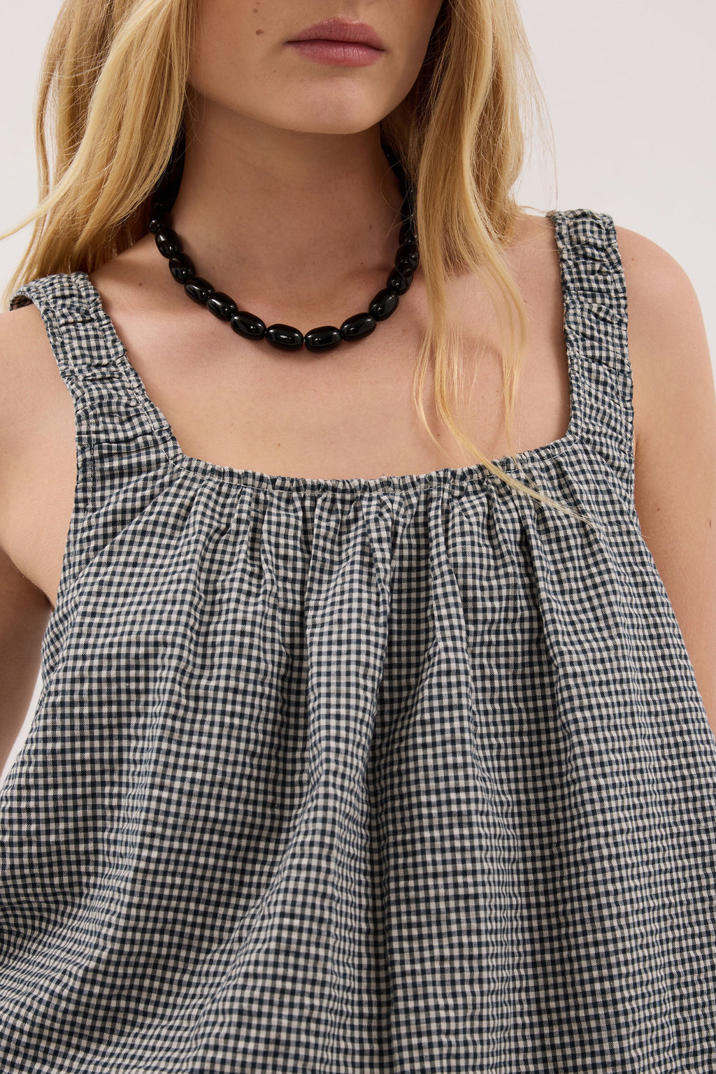 BRIONA GINGHAM COTTON SLEEVELESS TOP