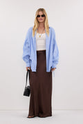 CHARLI BITTER CHOC SATIN MAXI SKIRT