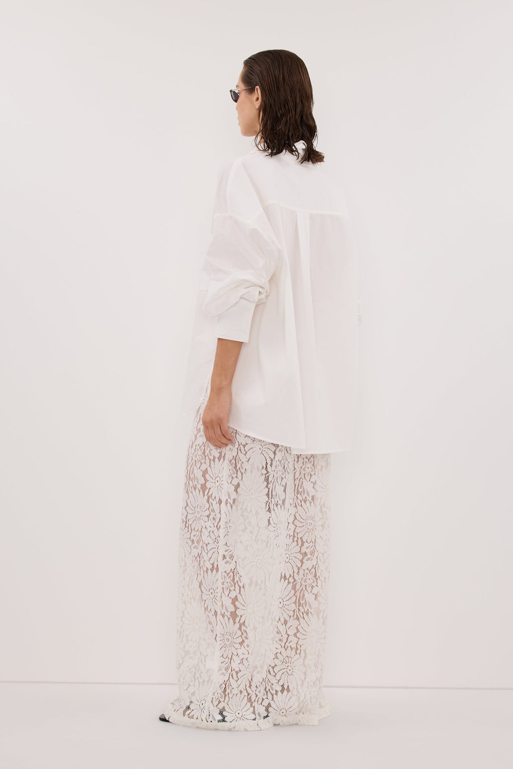 WILMA WHITE LACE MIDI SKIRT