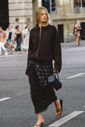 ANDREA BLACK CUPRO MIDI SKIRT