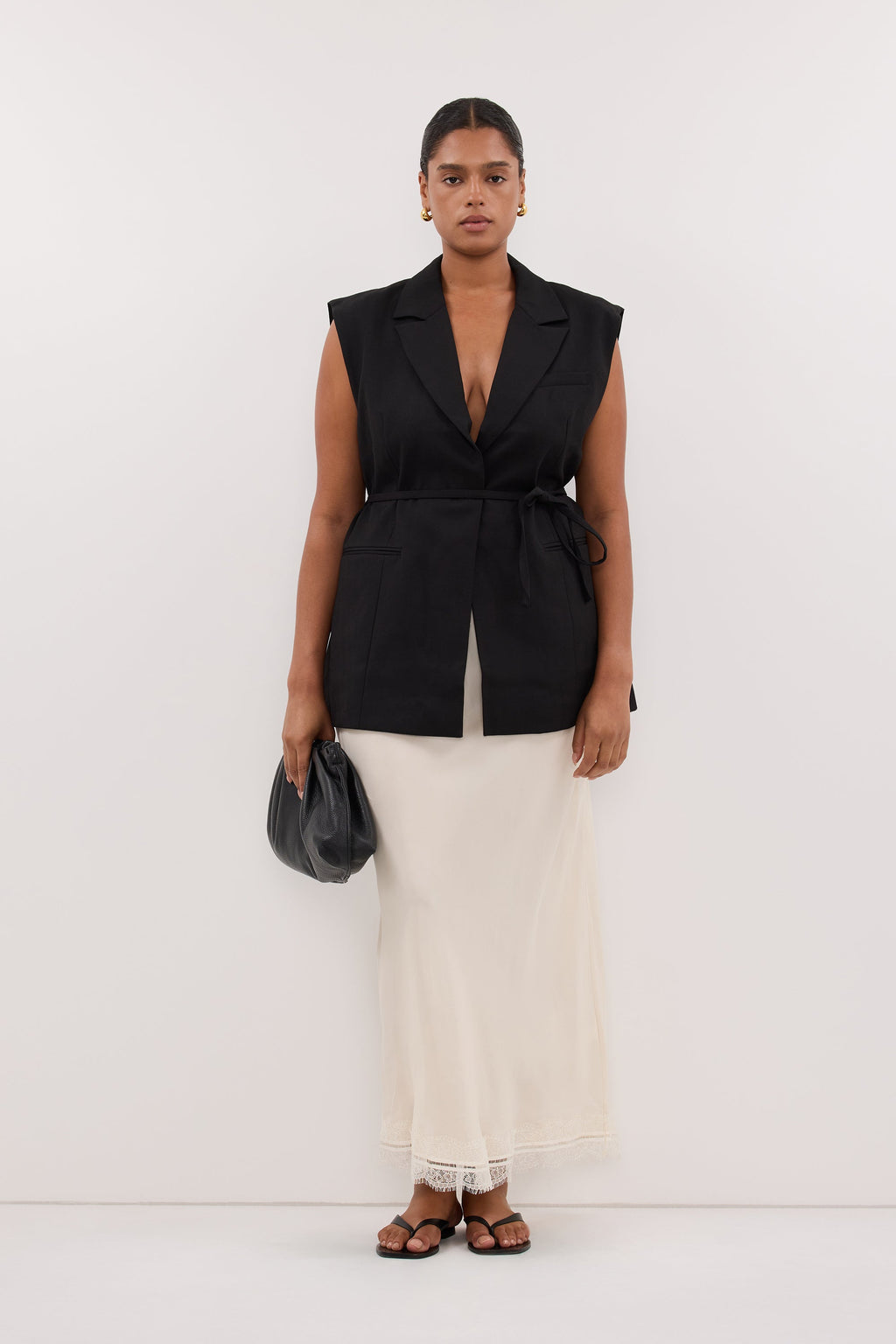 ANDREA SANDSTONE CUPRO LACE MIDI SKIRT