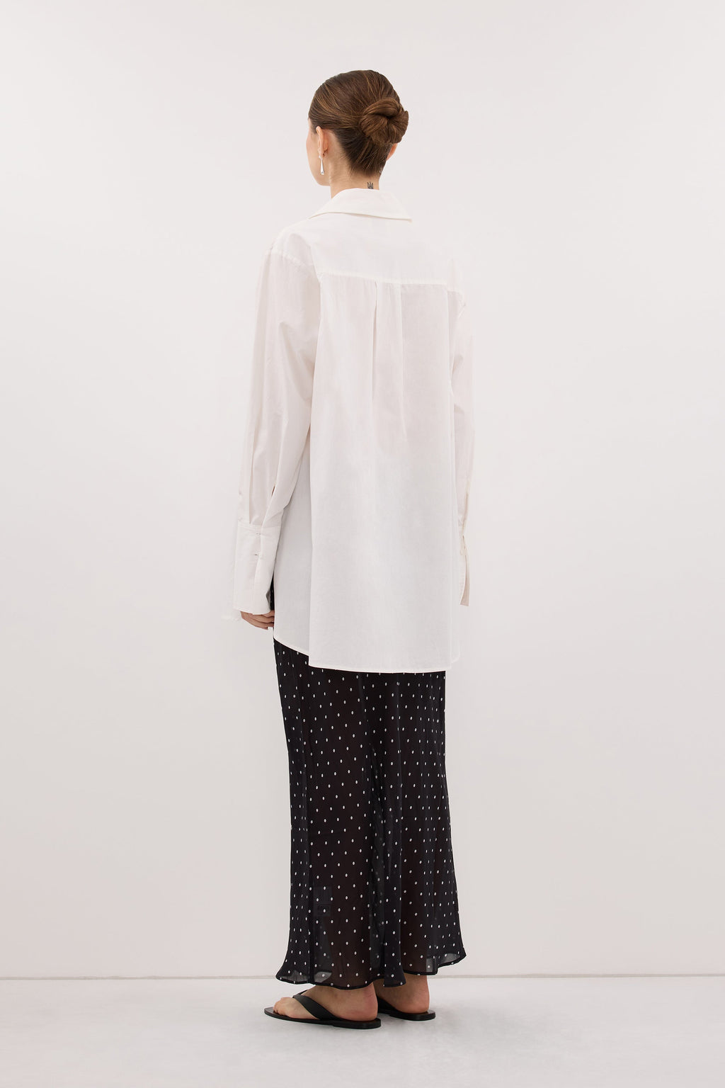 VANESSA BLACK SHEER SPOT MIDI SKIRT