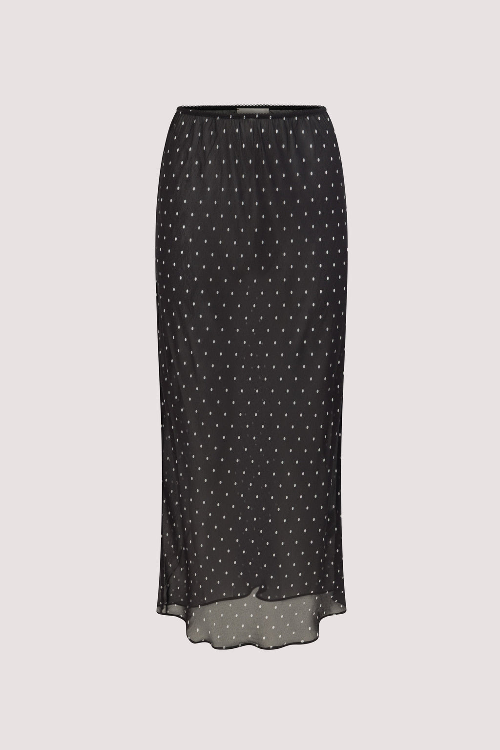 VANESSA BLACK SHEER SPOT MIDI SKIRT