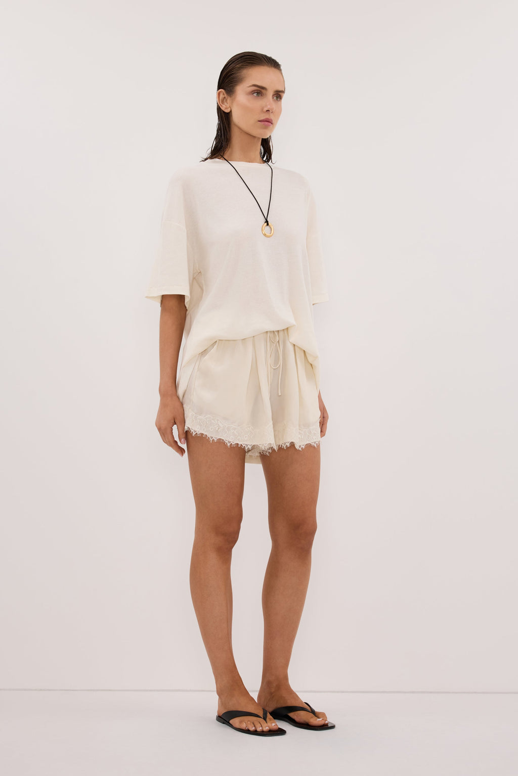 ANDREA SANDSTONE CUPRO LACE SHORT