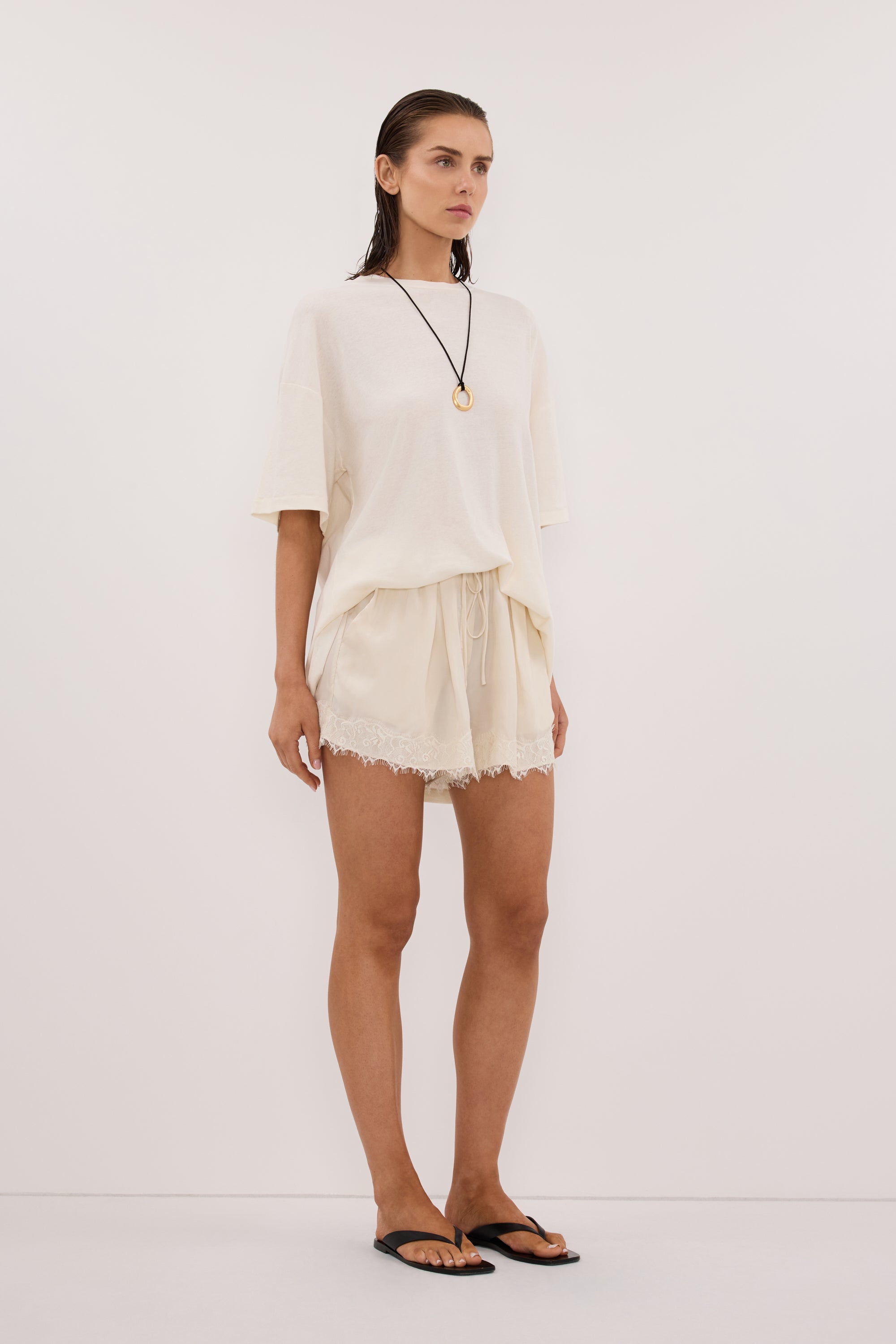 ANDREA SANDSTONE CUPRO LACE SHORT