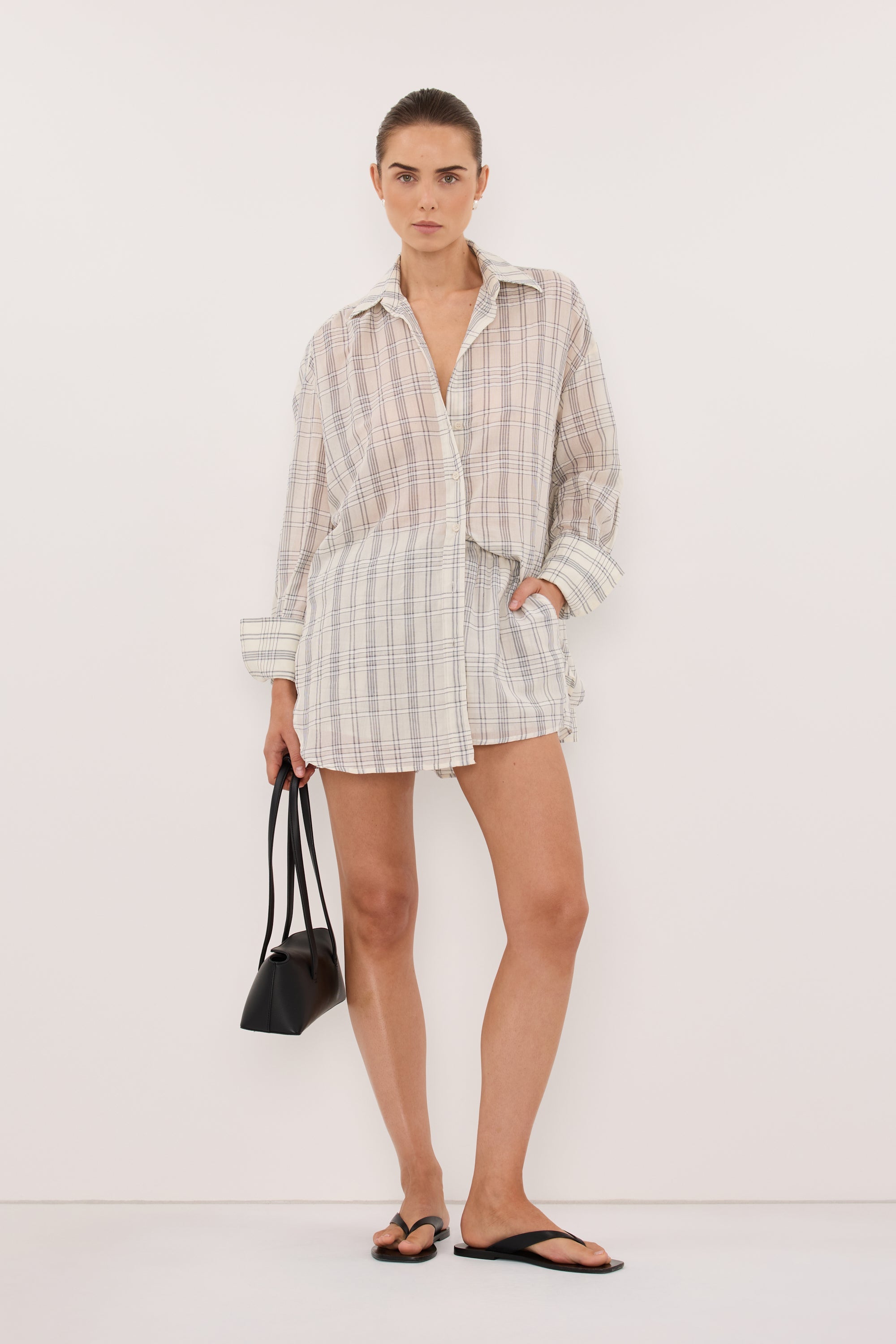 PETRA OFF WHITE CHECK SHORT