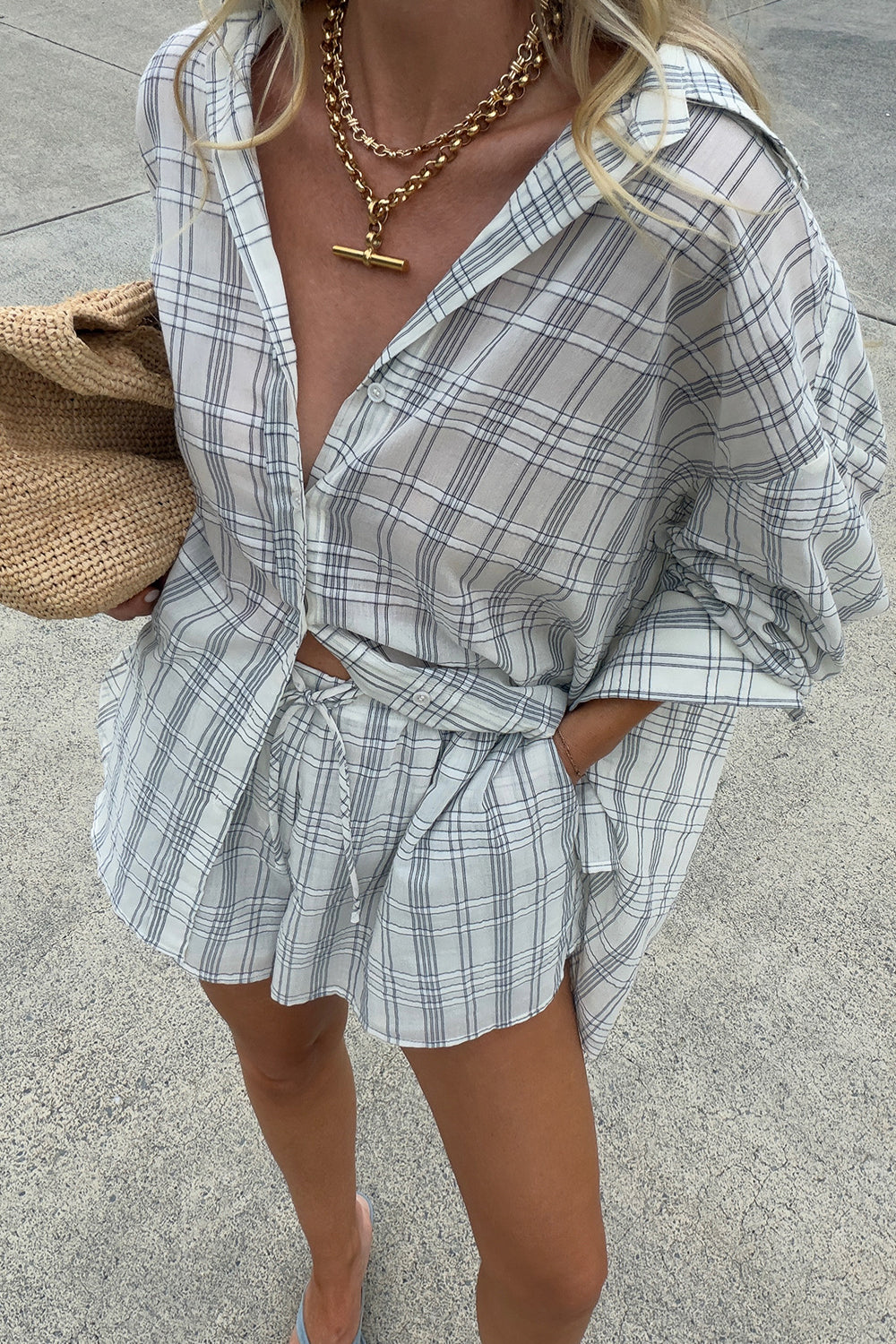 PETRA OFF WHITE CHECK SHORT
