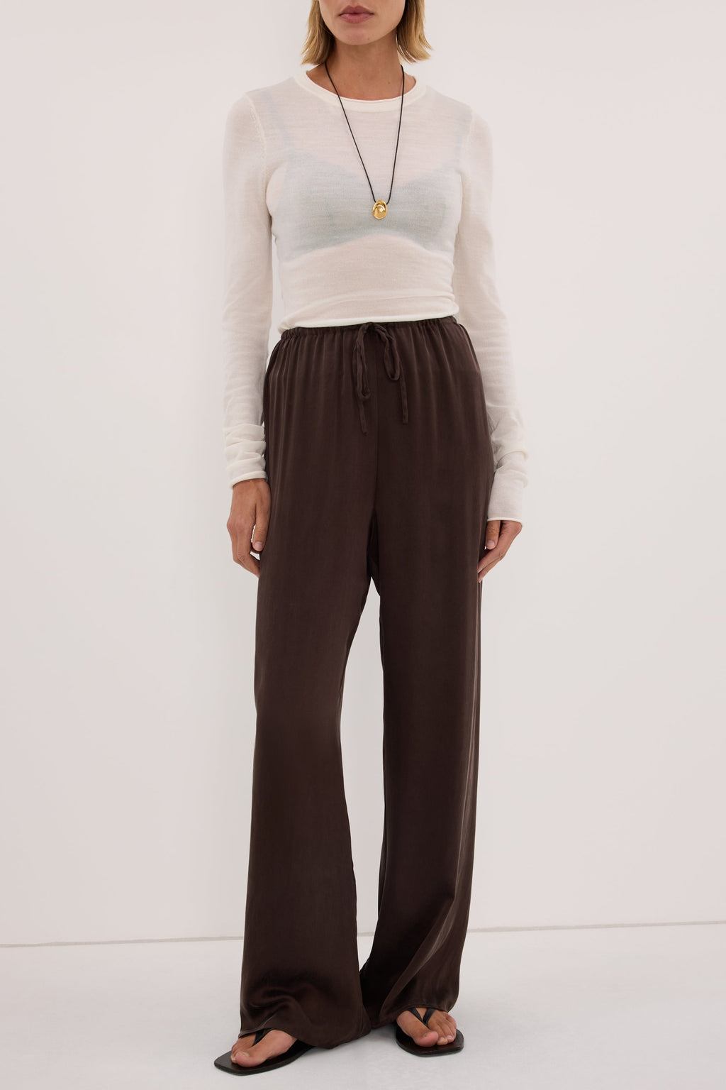 PERCY BITTER CHOC SILK PANT