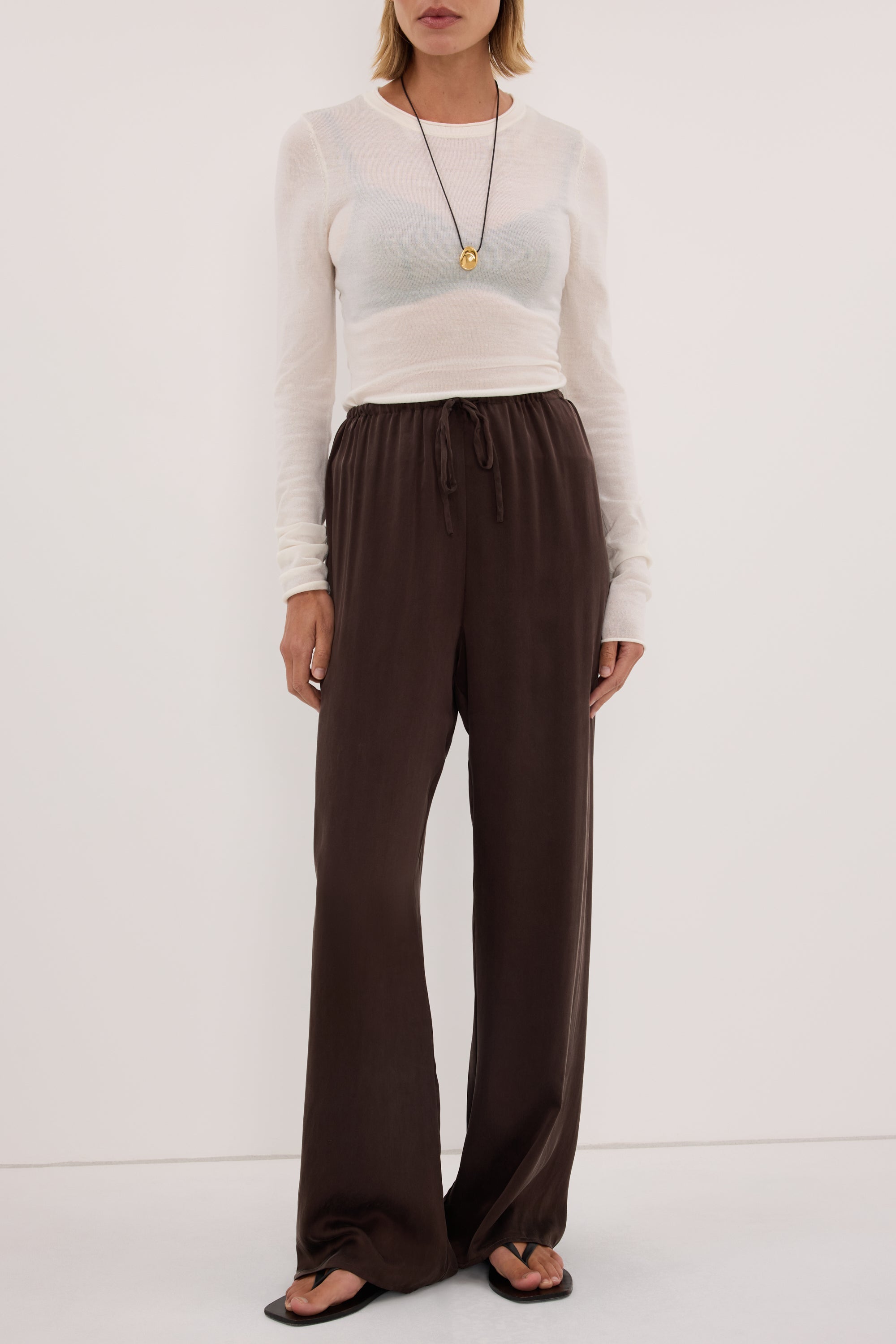 PERCY BITTER CHOC SILK PANT