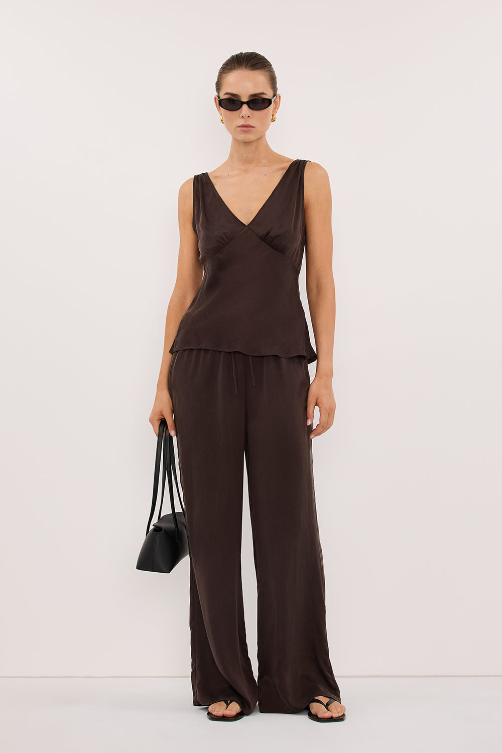 PIPPA BITTER CHOC SILK PANT