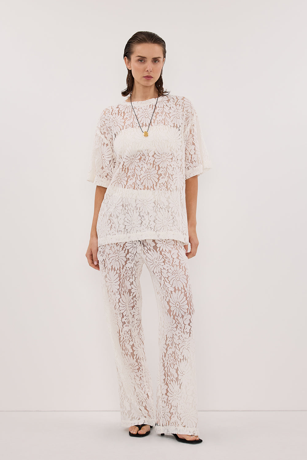 WILMA WHITE LACE PANT