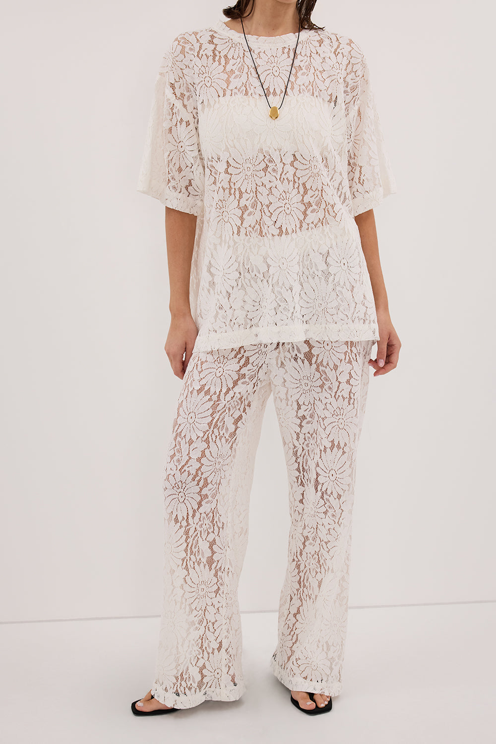 WILMA WHITE LACE PANT