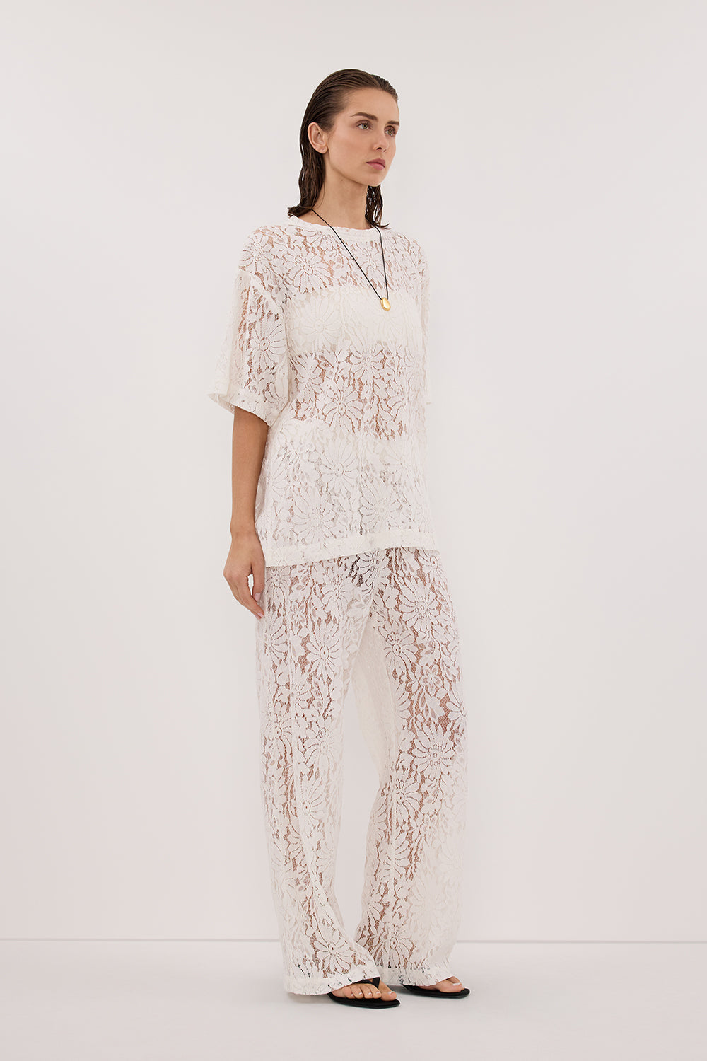 WILMA WHITE LACE PANT