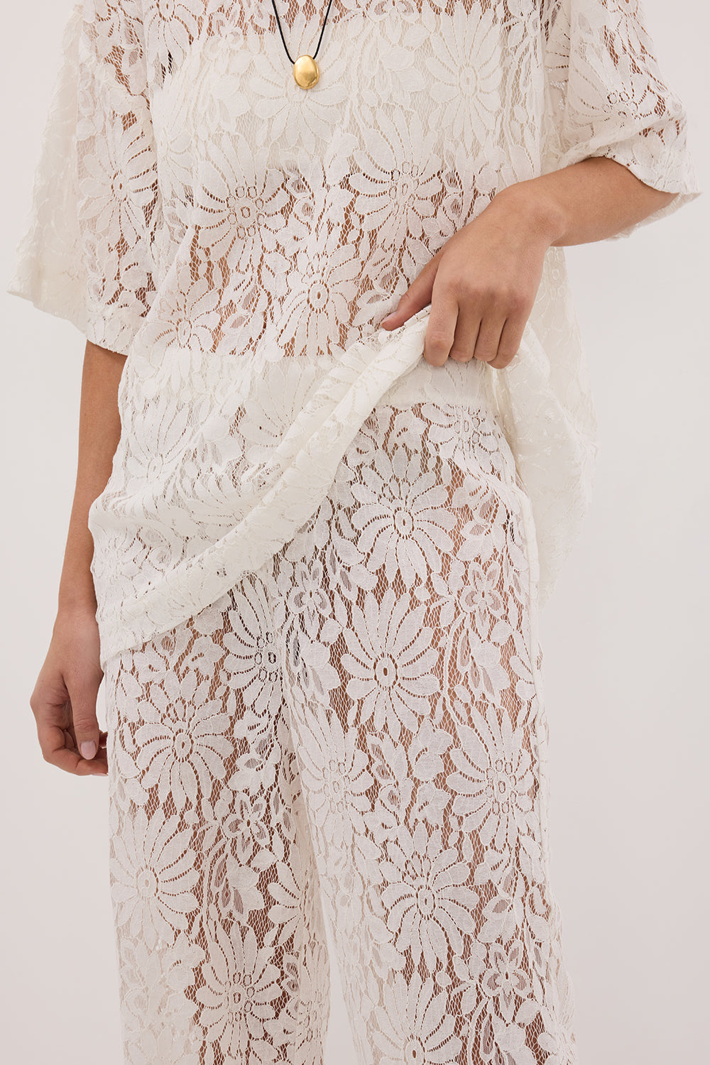 WILMA WHITE LACE PANT