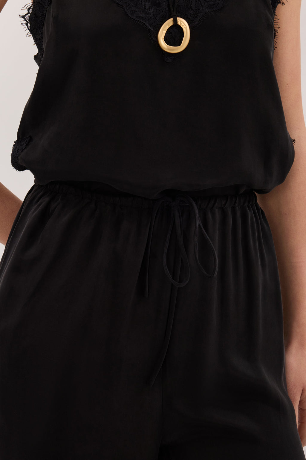 ANDREA BLACK CUPRO LACE PANT