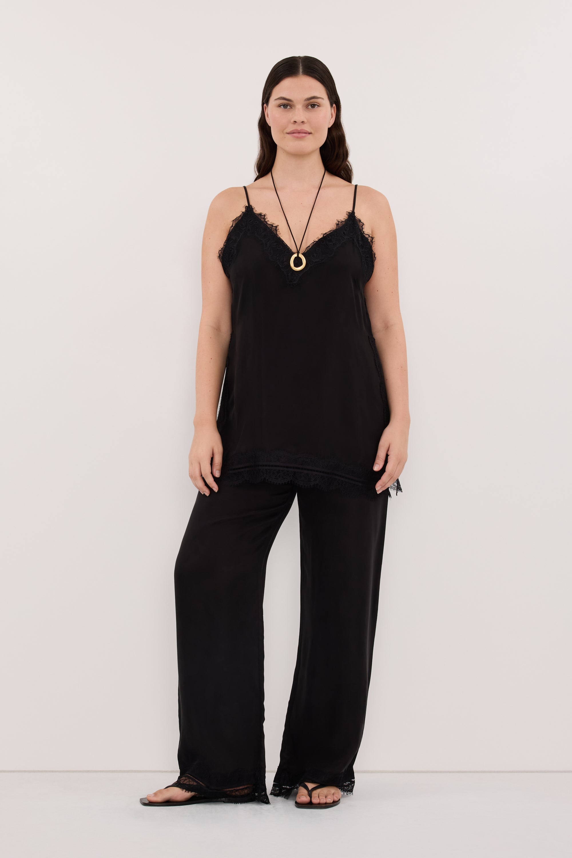 ANDREA BLACK CUPRO LACE PANT