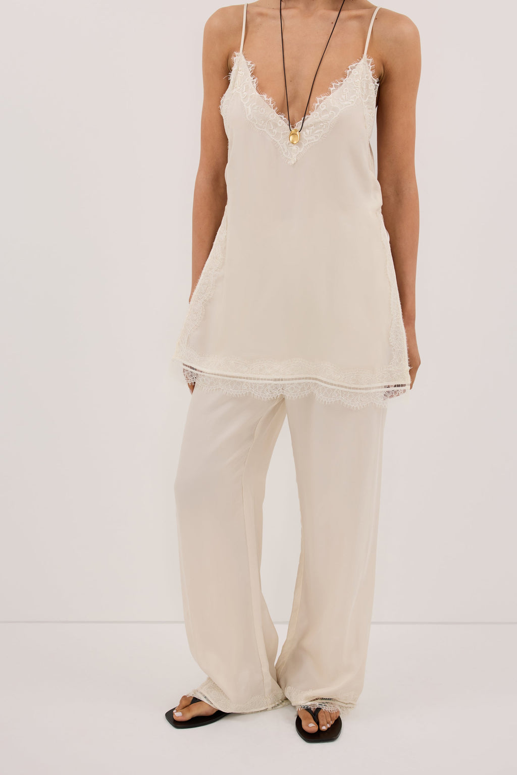 ANDREA SANDSTONE CUPRO LACE PANT