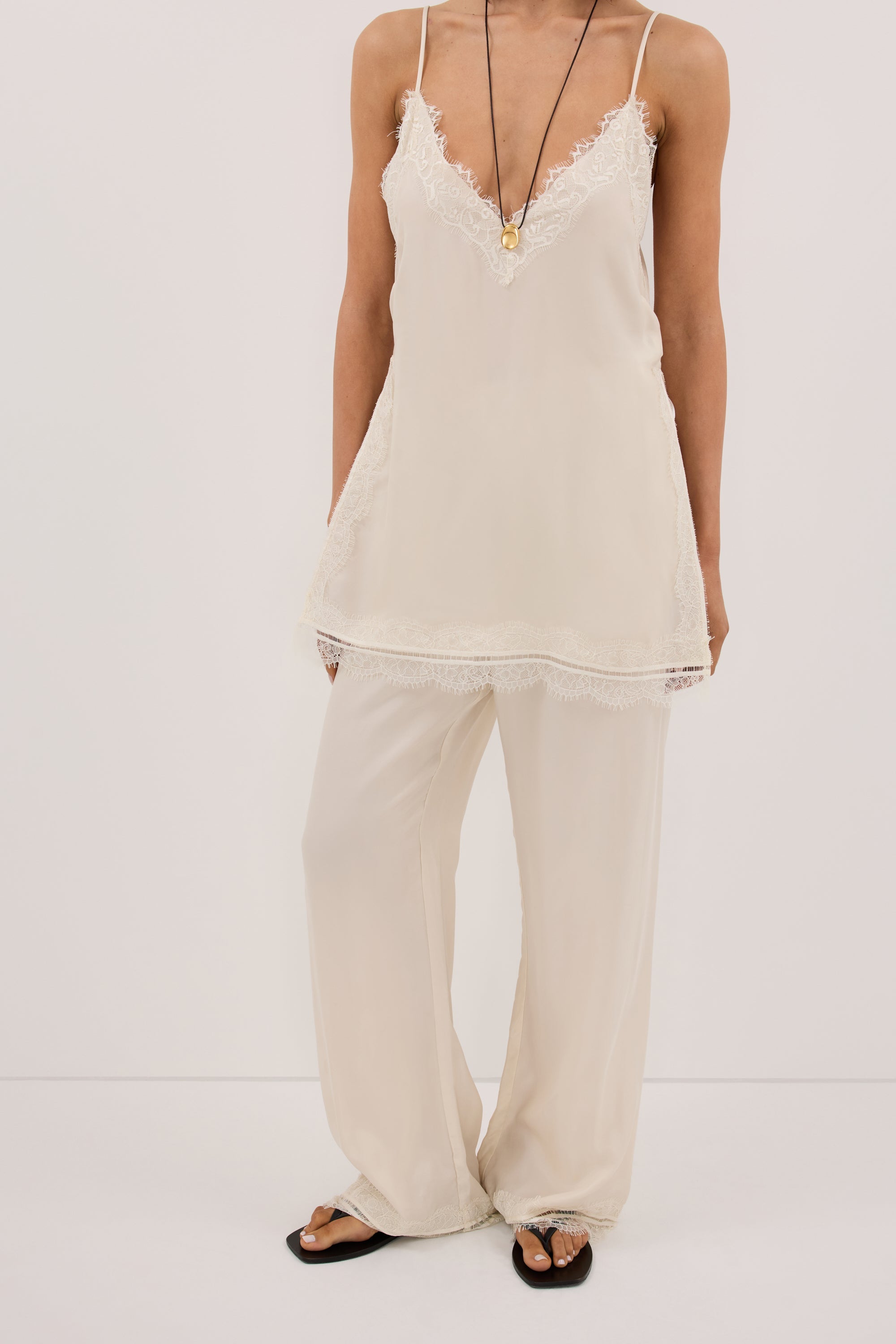ANDREA SANDSTONE CUPRO LACE PANT