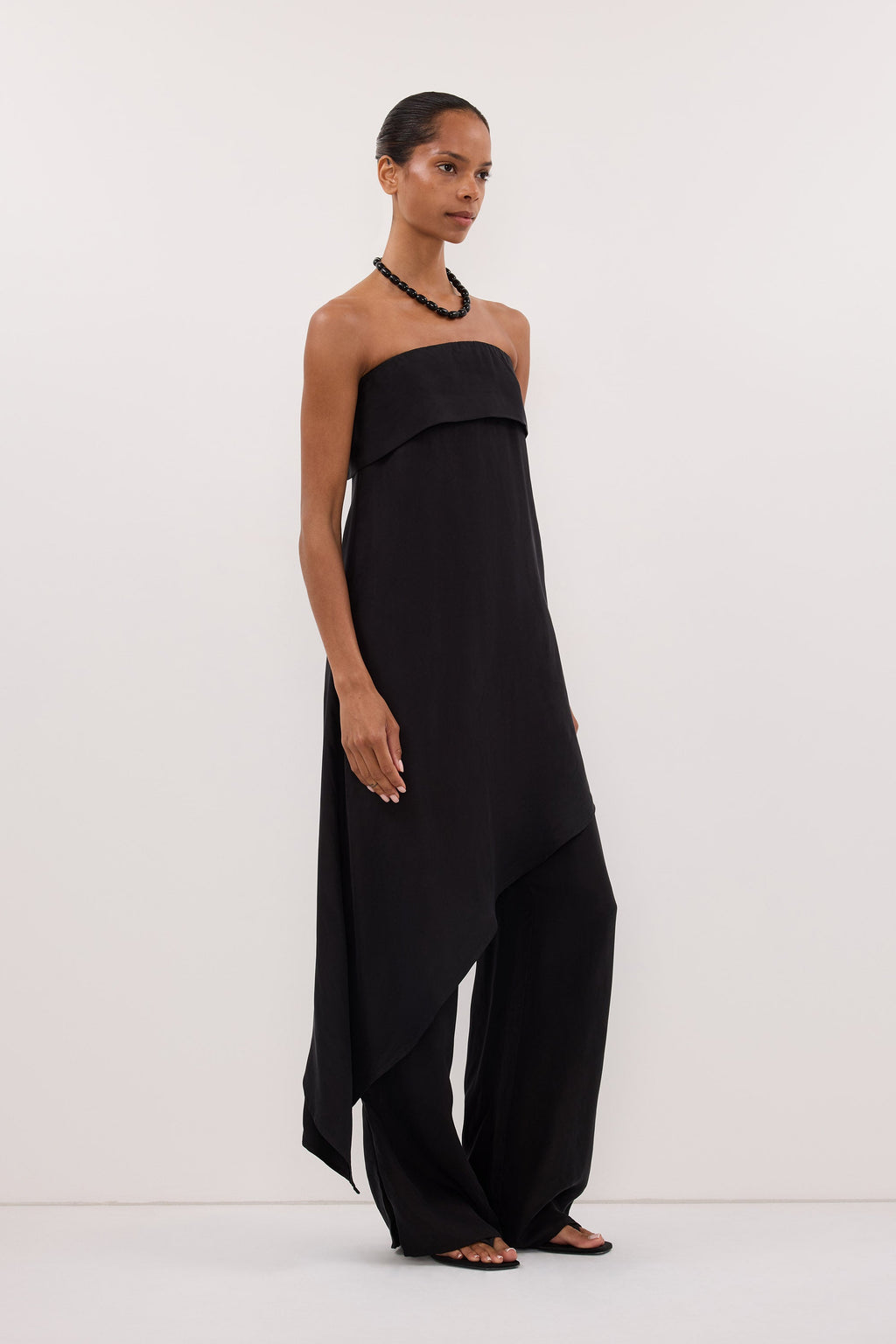 XENA BLACK CUPRO SIDE SPLIT PANT