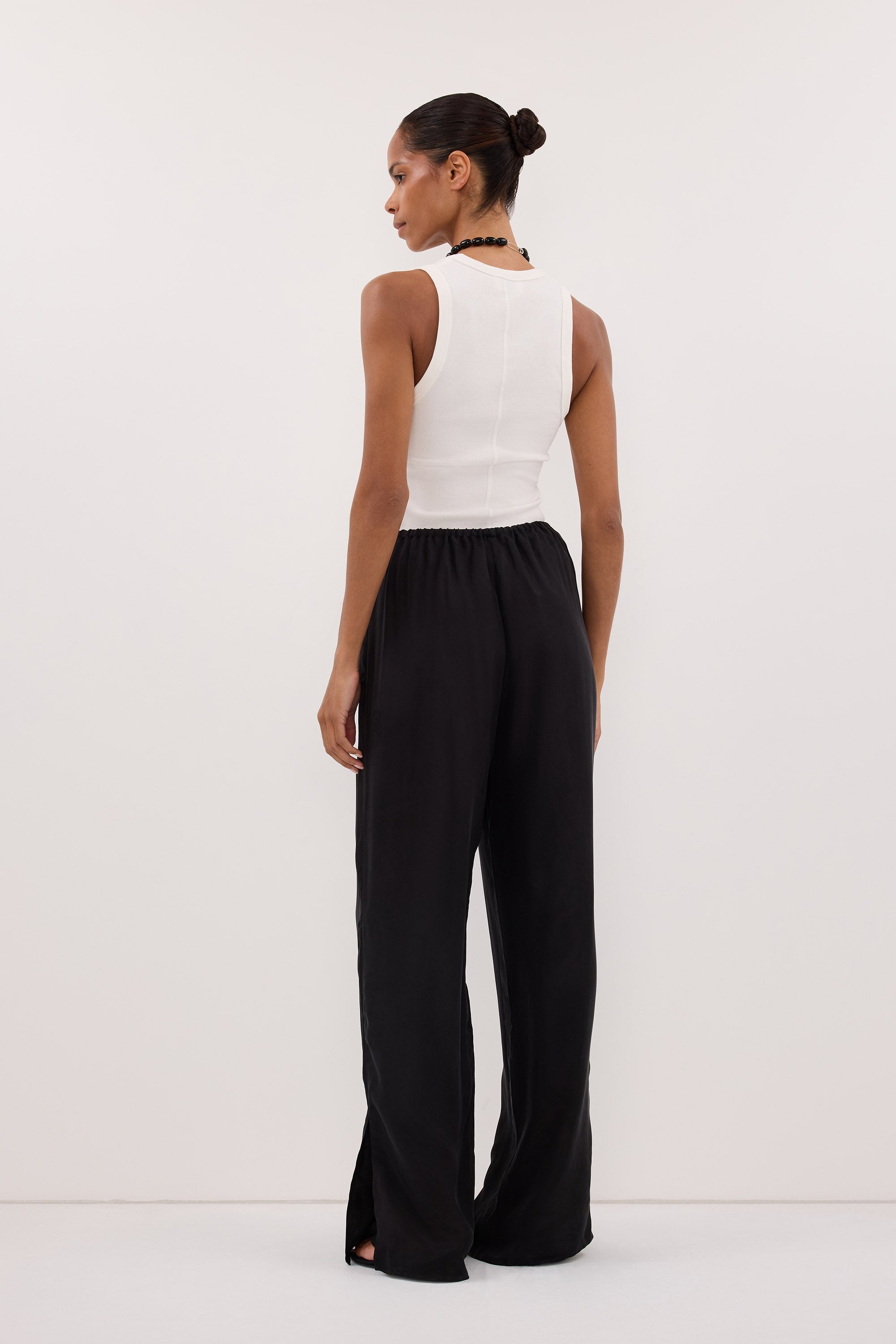XENA BLACK CUPRO SIDE SPLIT PANT