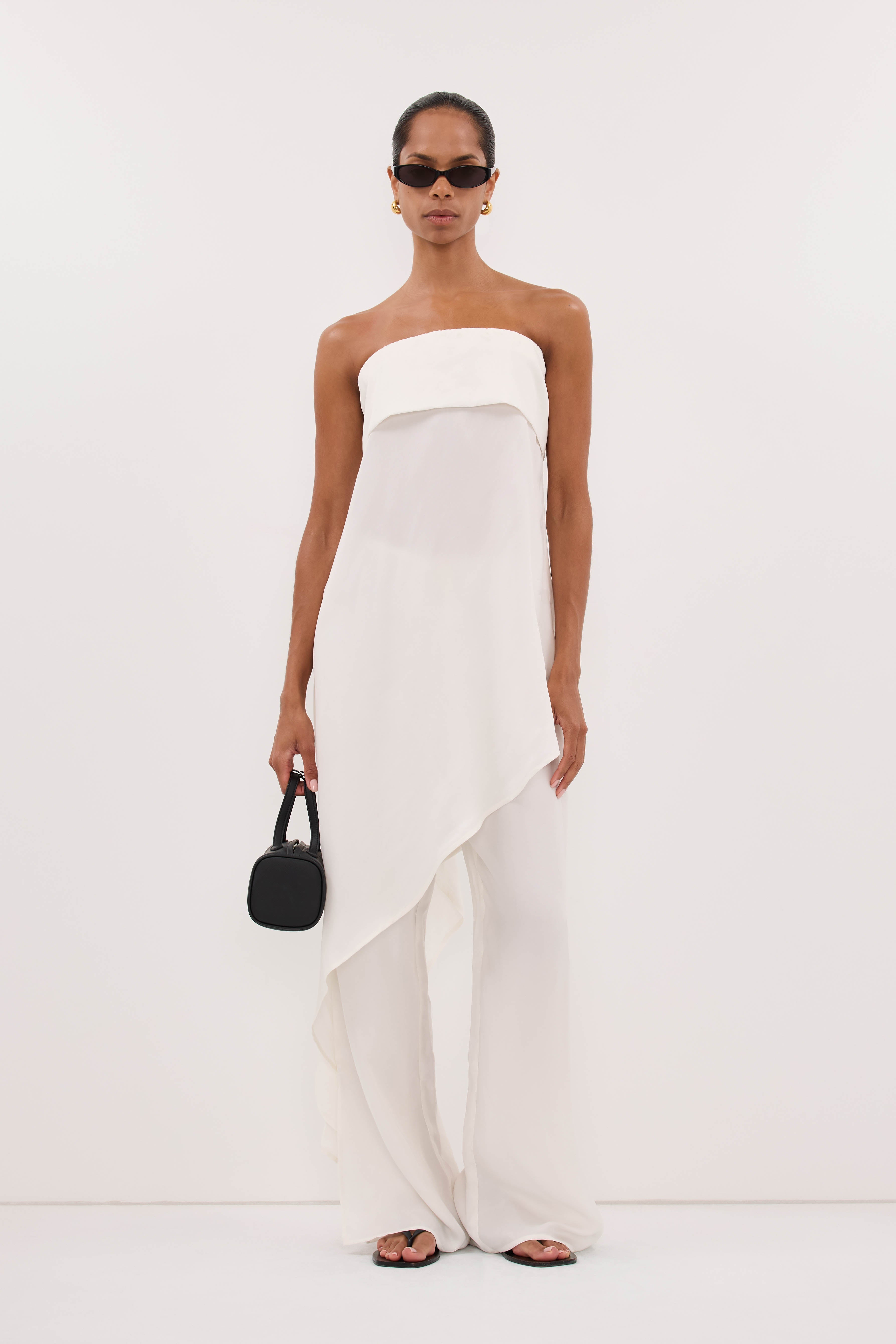 XENA WHITE CUPRO SIDE SPLIT PANT