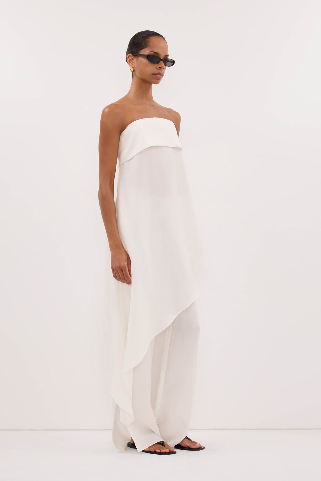 XENA WHITE CUPRO SIDE SPLIT PANT